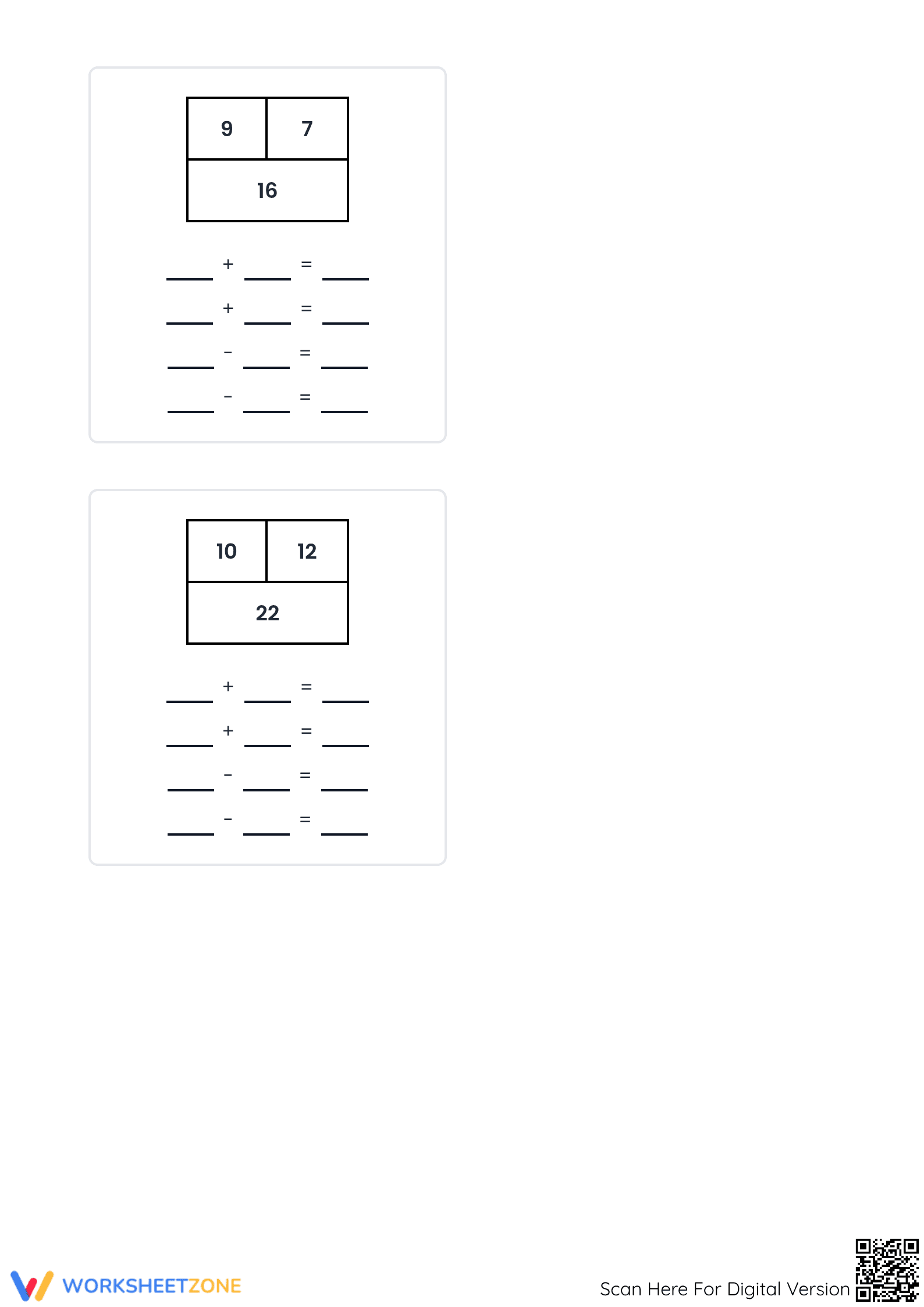 Essential Fact Families Worksheet | Grades 6-9 Math - Page 2