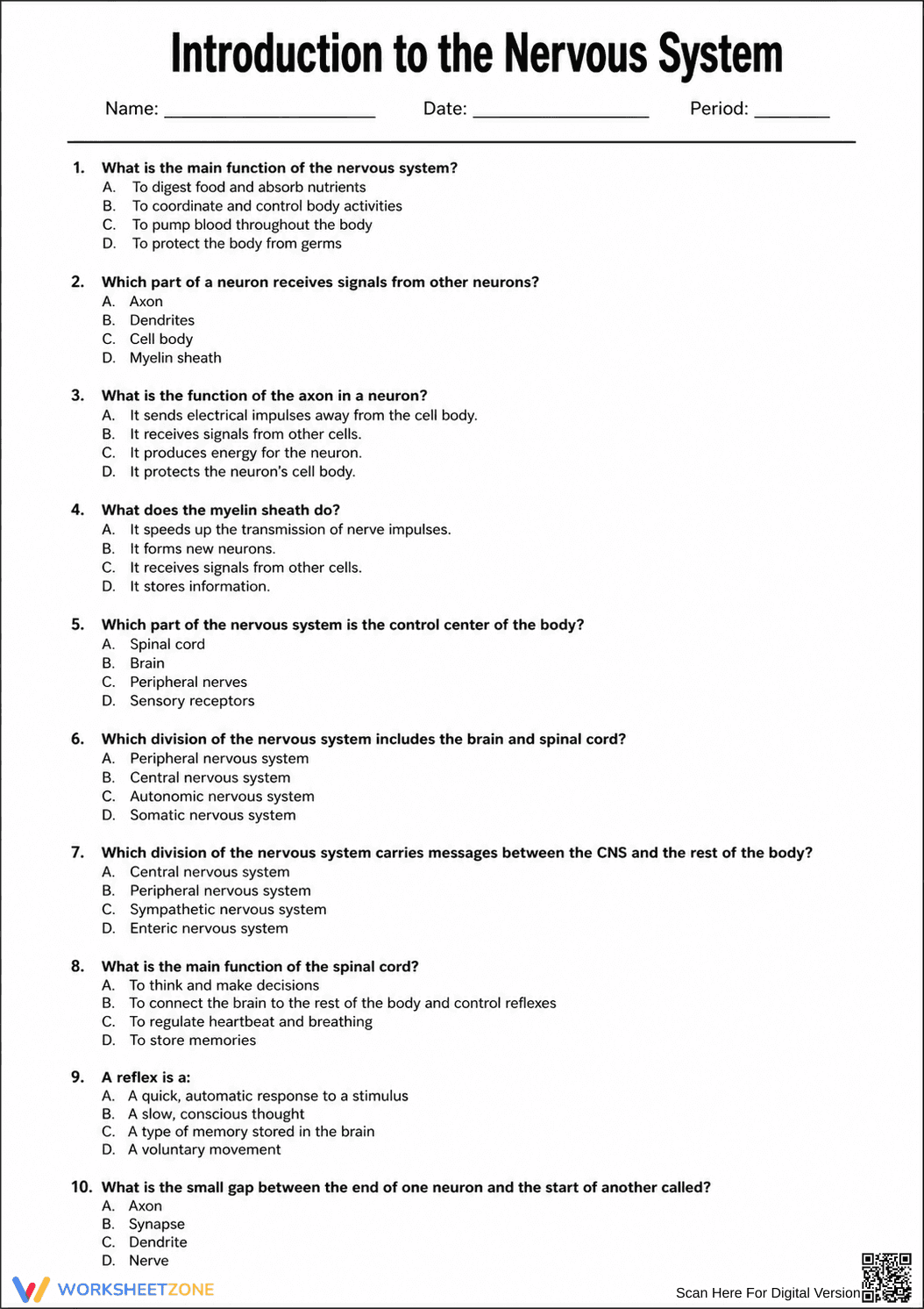 Complete Nervous System Worksheet | Grade 8 Science - Page 25