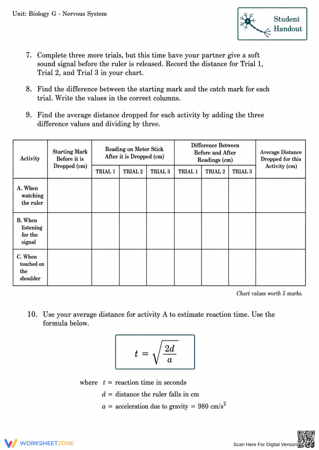 Complete Nervous System Worksheet | Grade 8 Science - Page 50