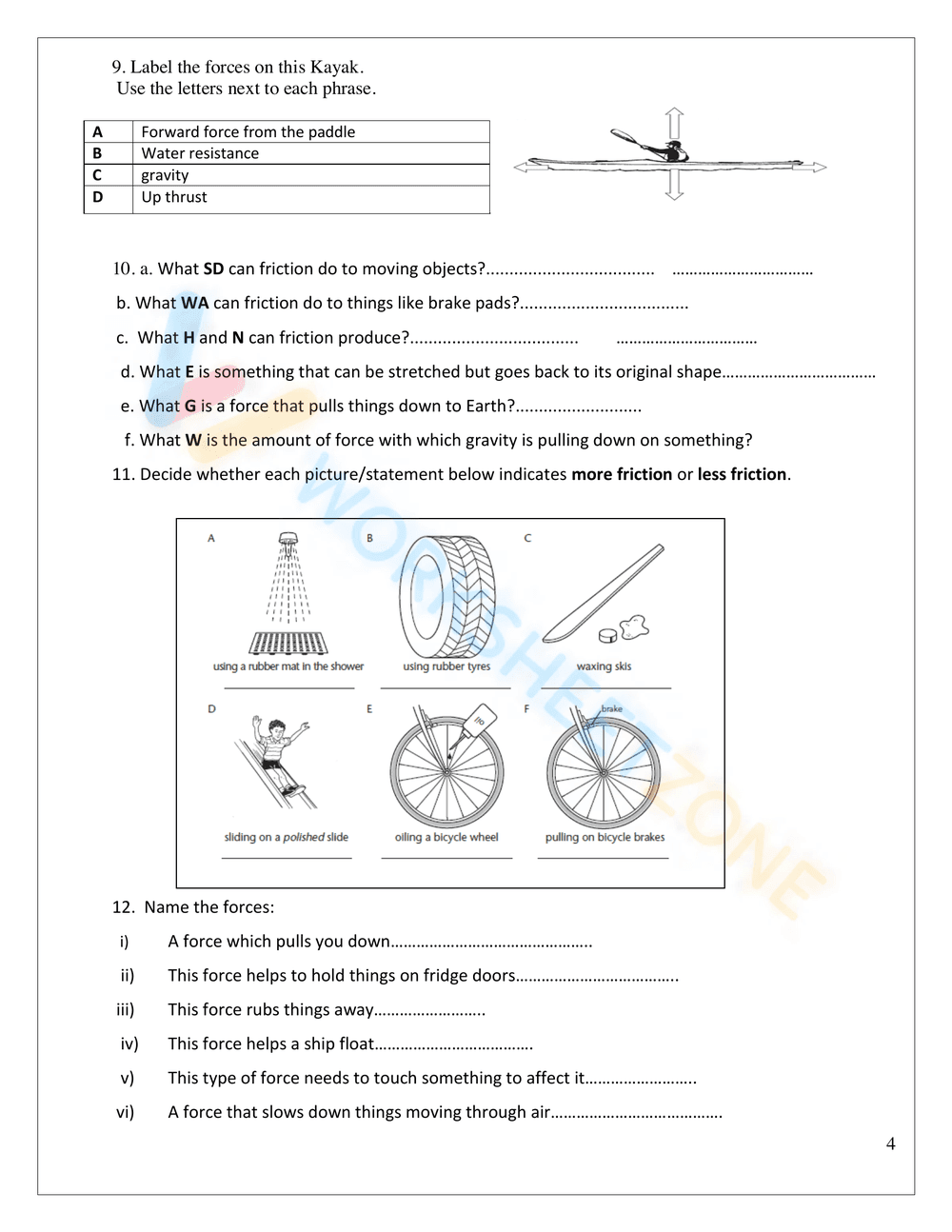 Balanced and Unbalanced Forces Worksheet – Grade 6 Science - Page 4
