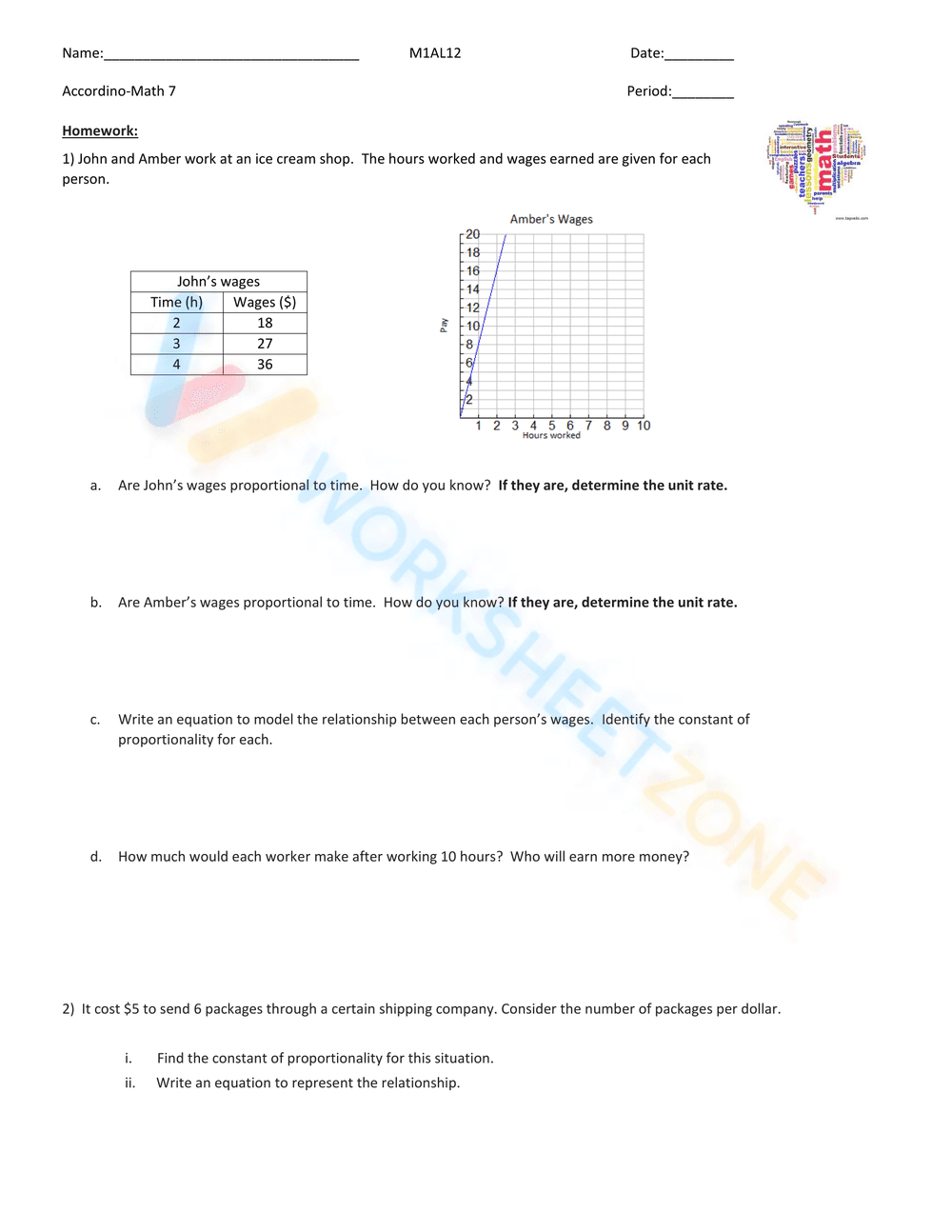Constant of Proportionality and the Equation Y=kx. - Page 4
