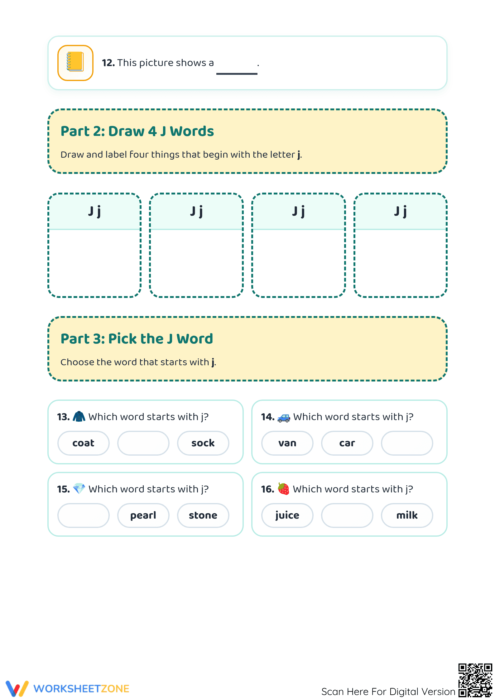 Beginning J Sound Worksheet | Grade 1 Printable Phonics - Page 3