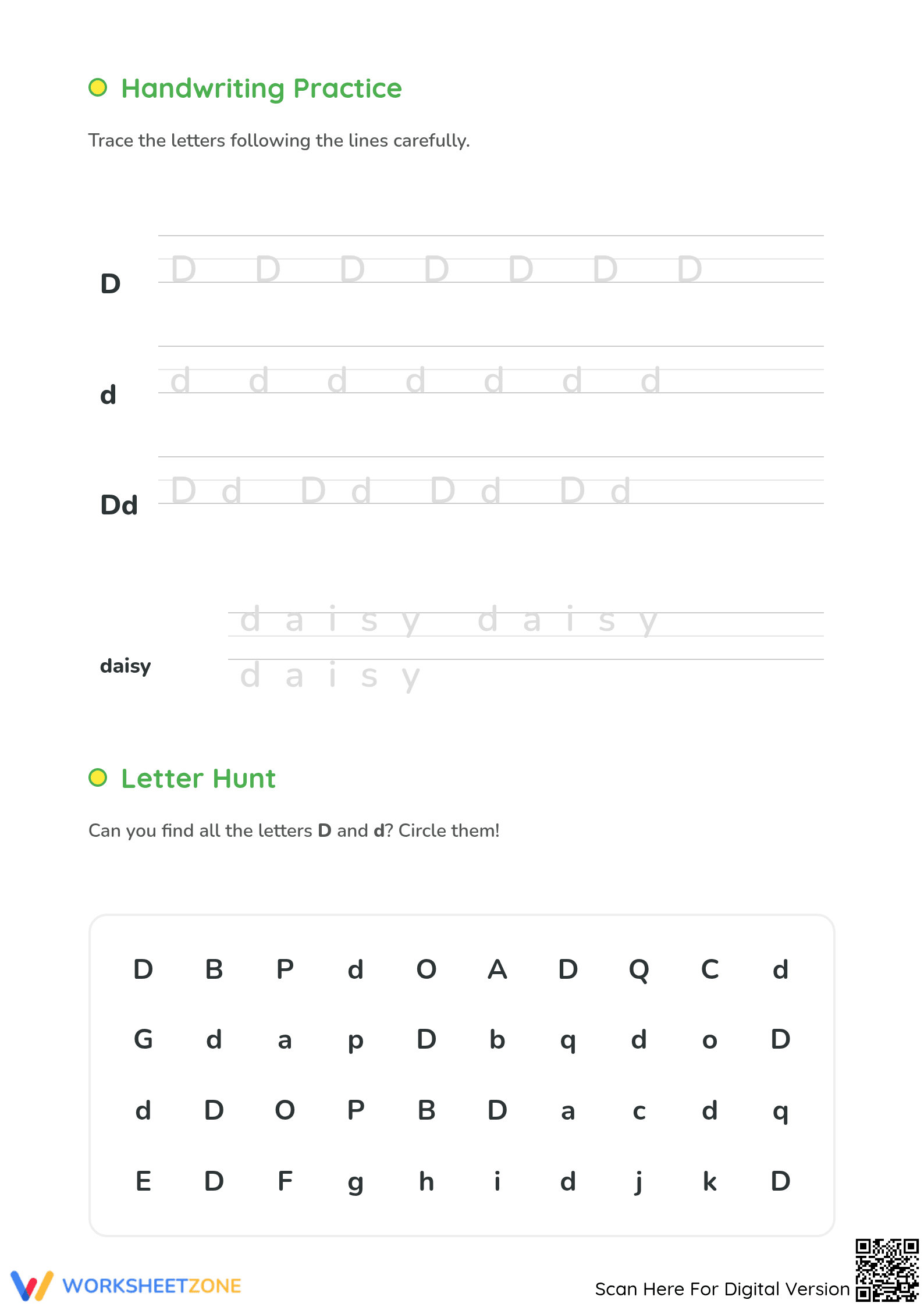 Letter D Beginning Sound Worksheet | Grade K Printable - Page 2