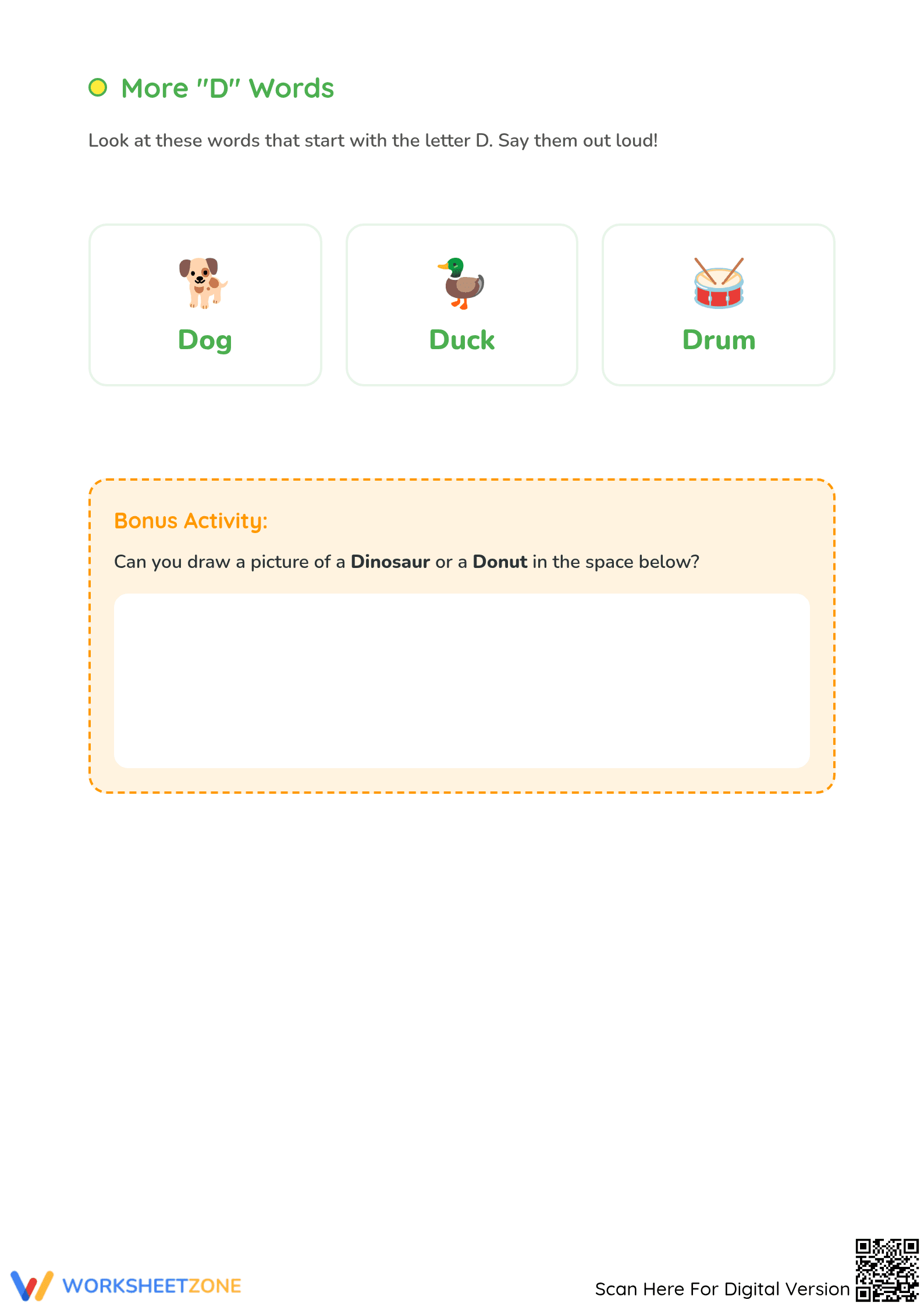 Letter D Beginning Sound Worksheet | Grade K Printable - Page 3