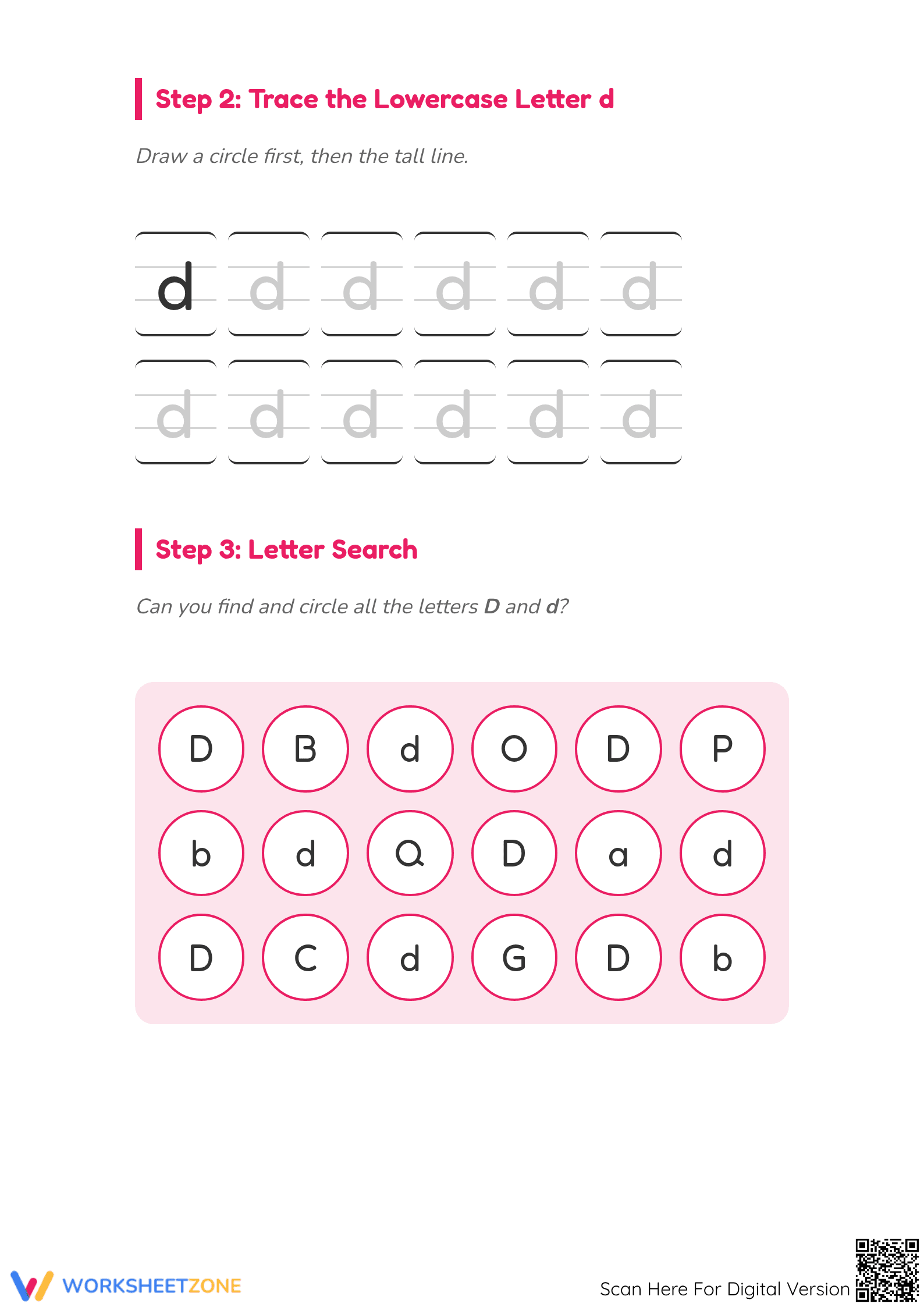 Letter D Trace and Find Worksheet | Essential Phonics - Page 2