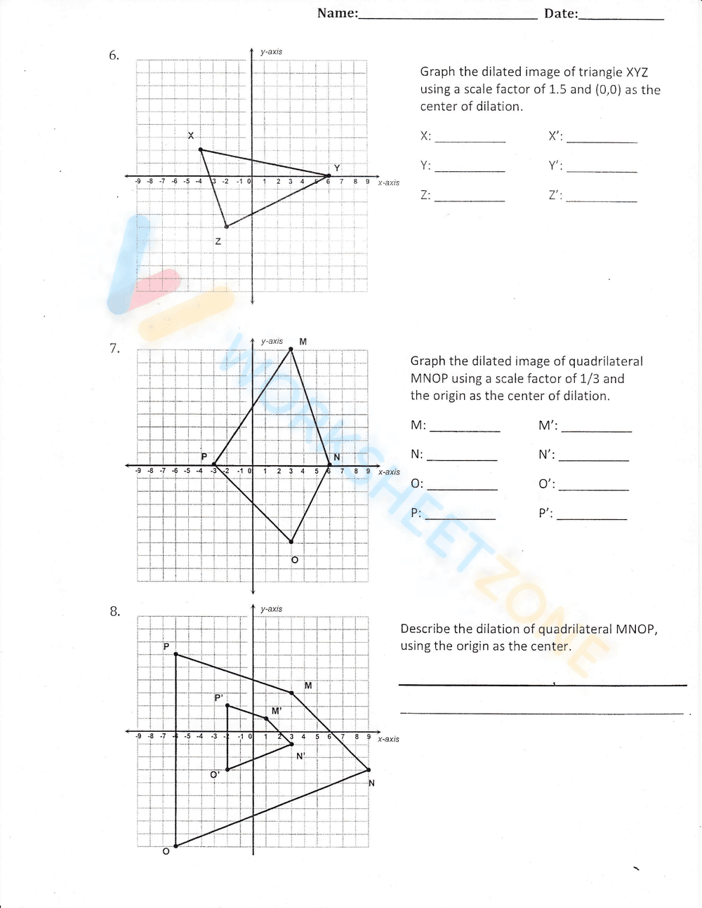 Dilations and translations worksheet - Page 2