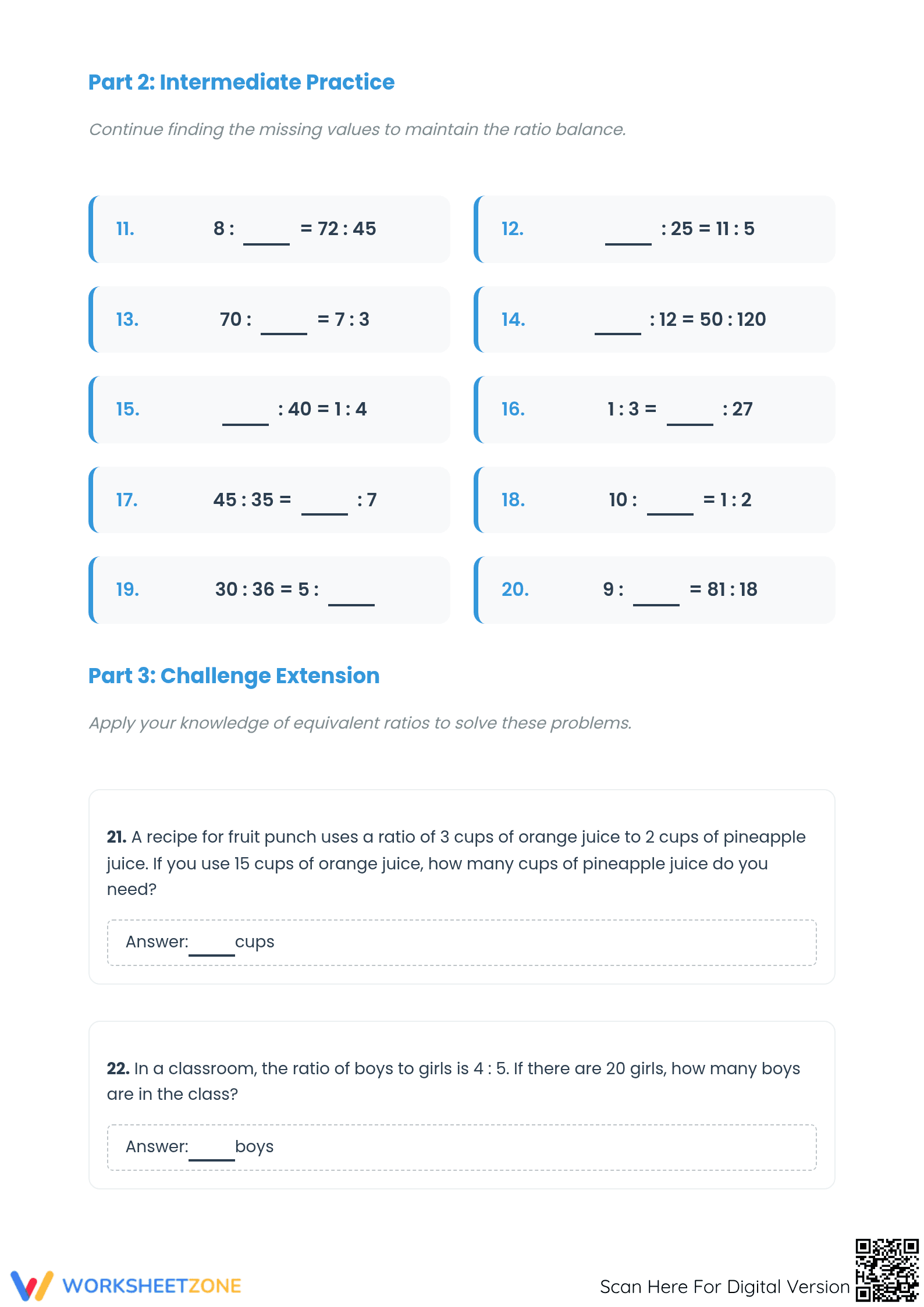 Equivalent Ratios Worksheet | Grade 6 Math Printable - Page 2