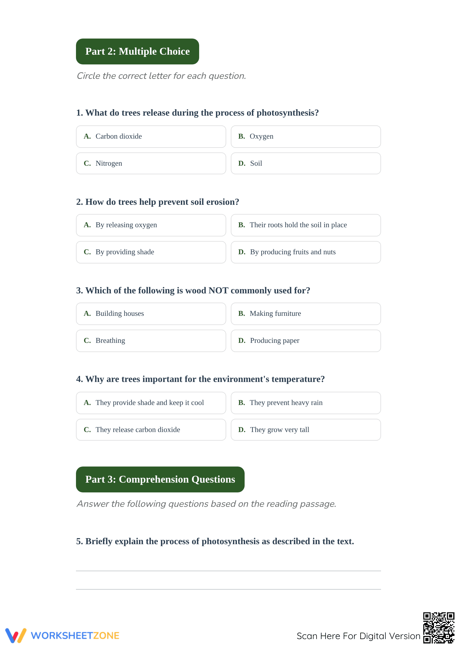 The Importance of Trees Worksheet | Essential Grade 5 ELA - Page 2