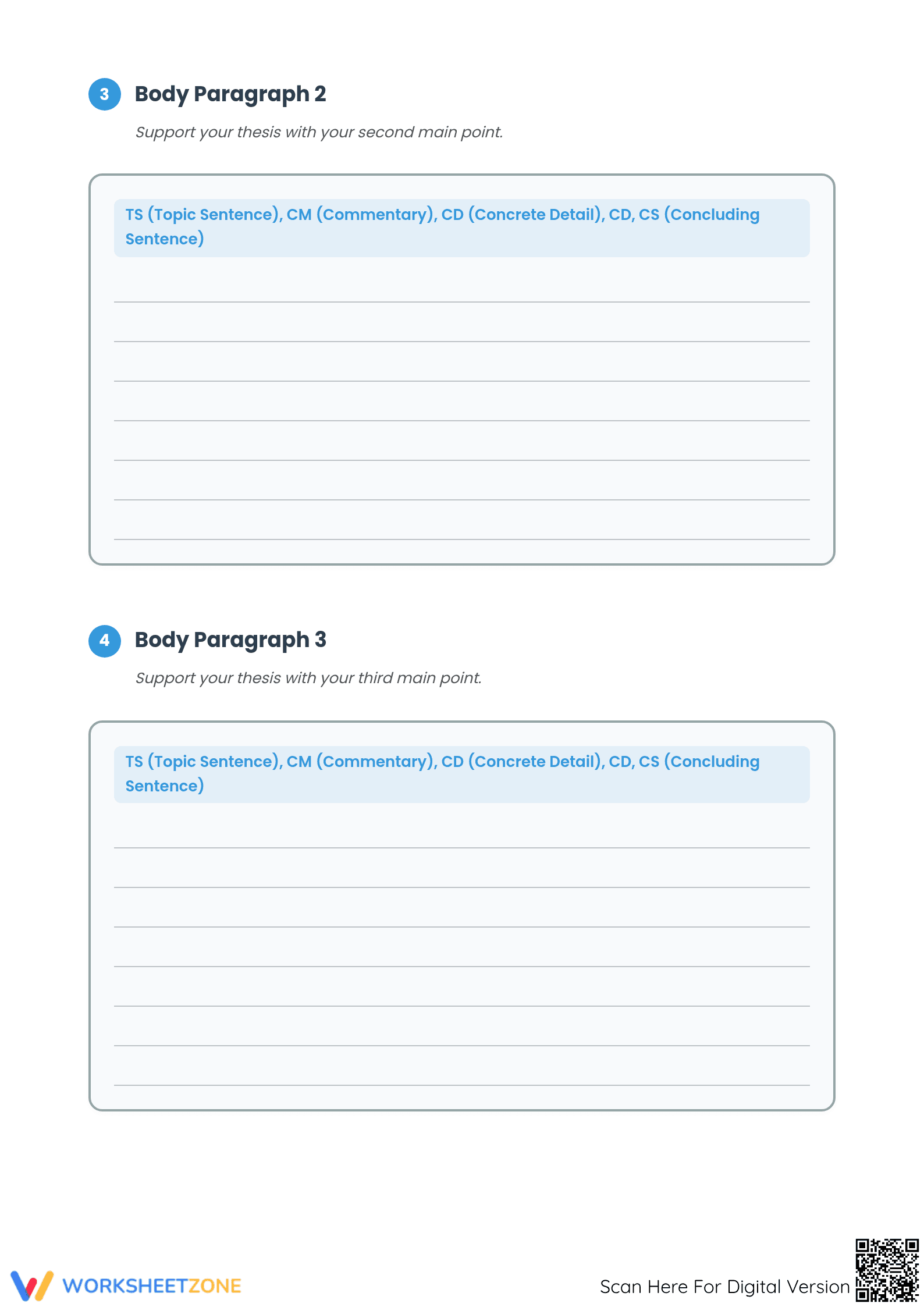 Five Paragraph Essay Organizer | Grade 6 Printable - Page 2
