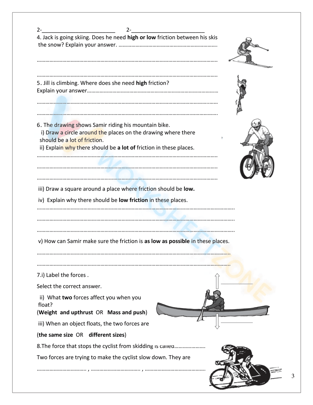 Balanced and Unbalanced Forces Printable | Grade 6 Science - Page 3