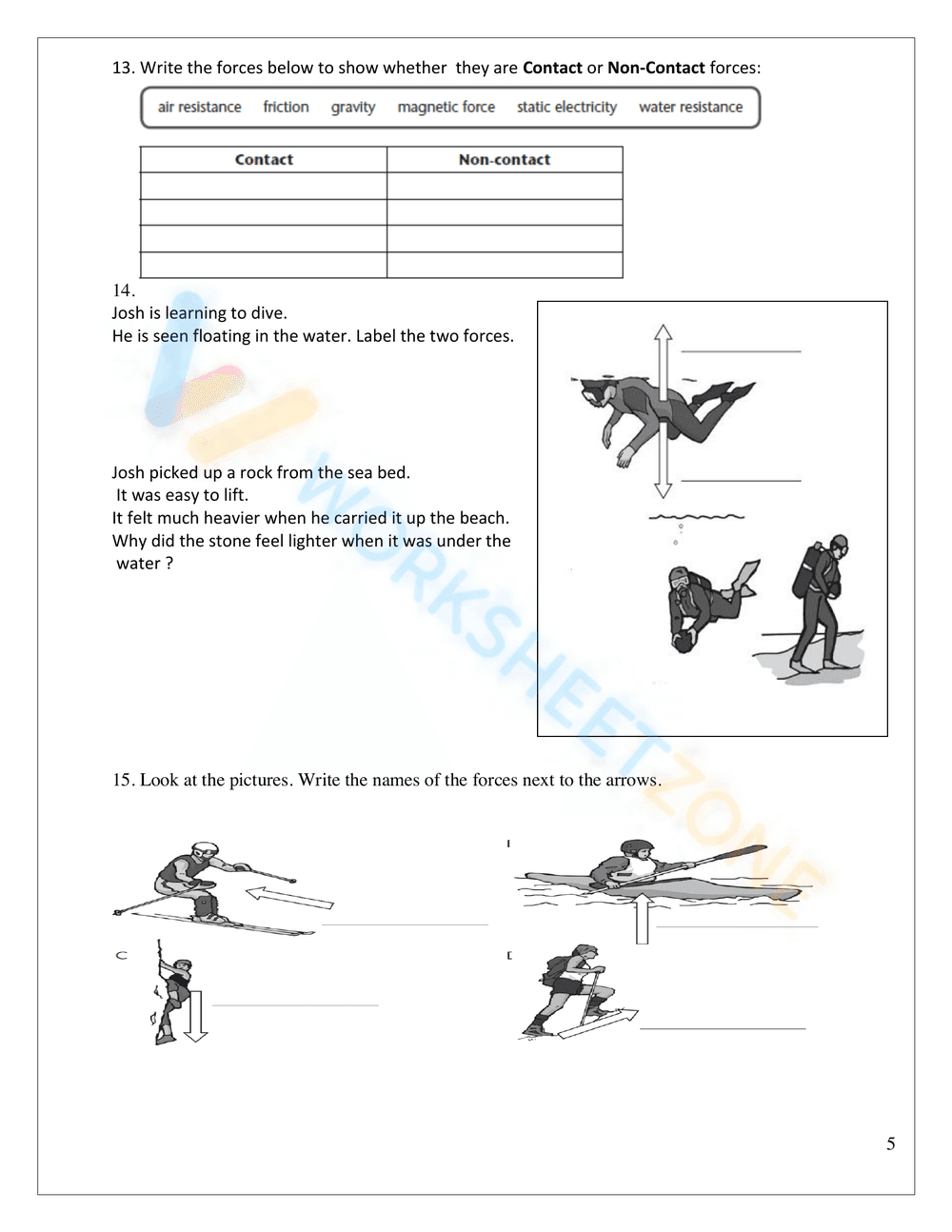 Balanced and Unbalanced Forces Printable | Grade 6 Science - Page 5