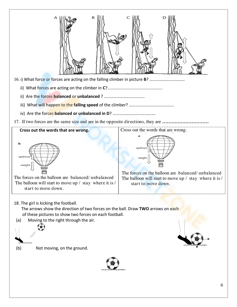 Balanced and Unbalanced Forces Printable | Grade 6 Science - Page 6