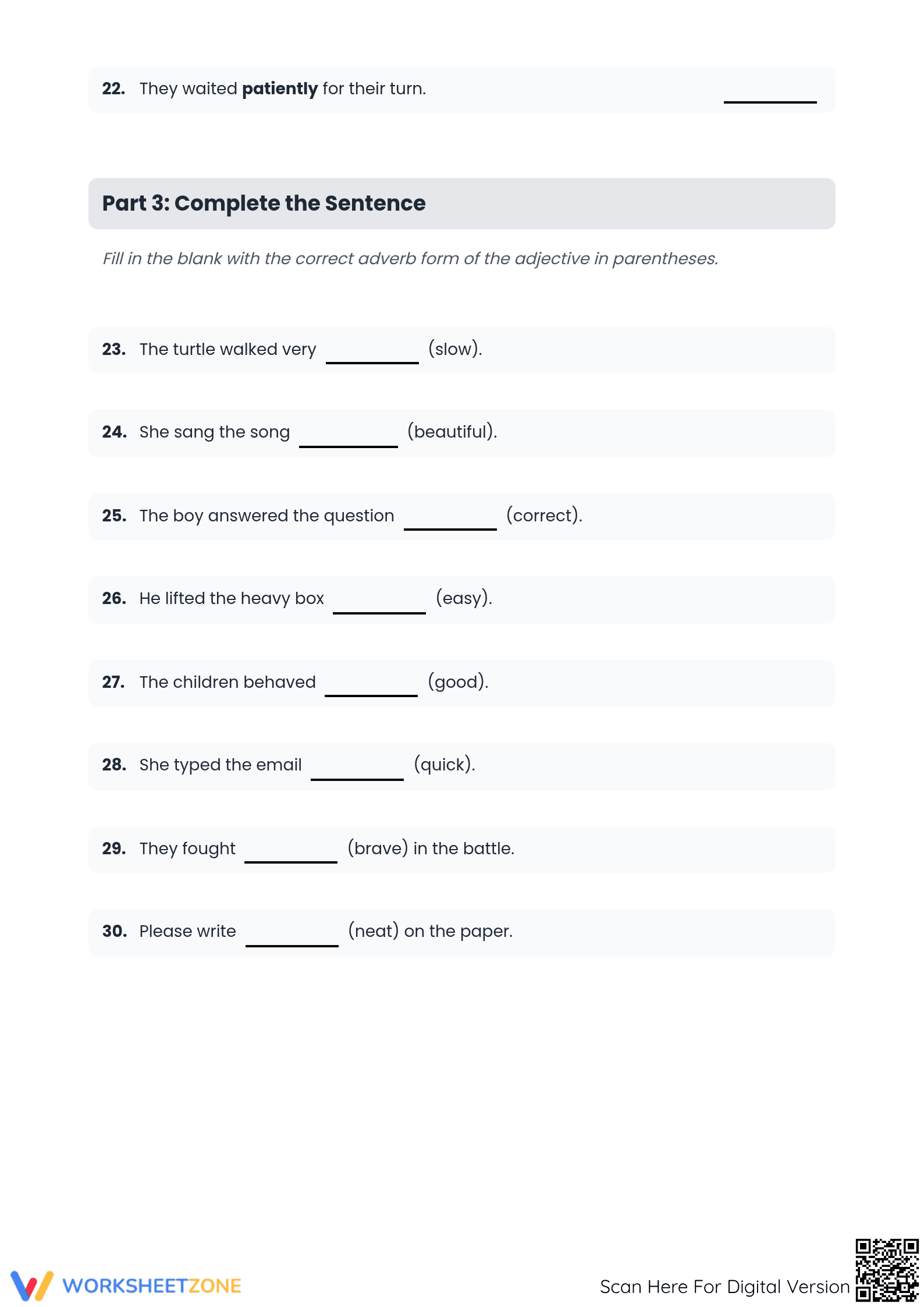 Adjectives vs. Adverbs Printable Worksheet | Grade 2 ELA - Page 3