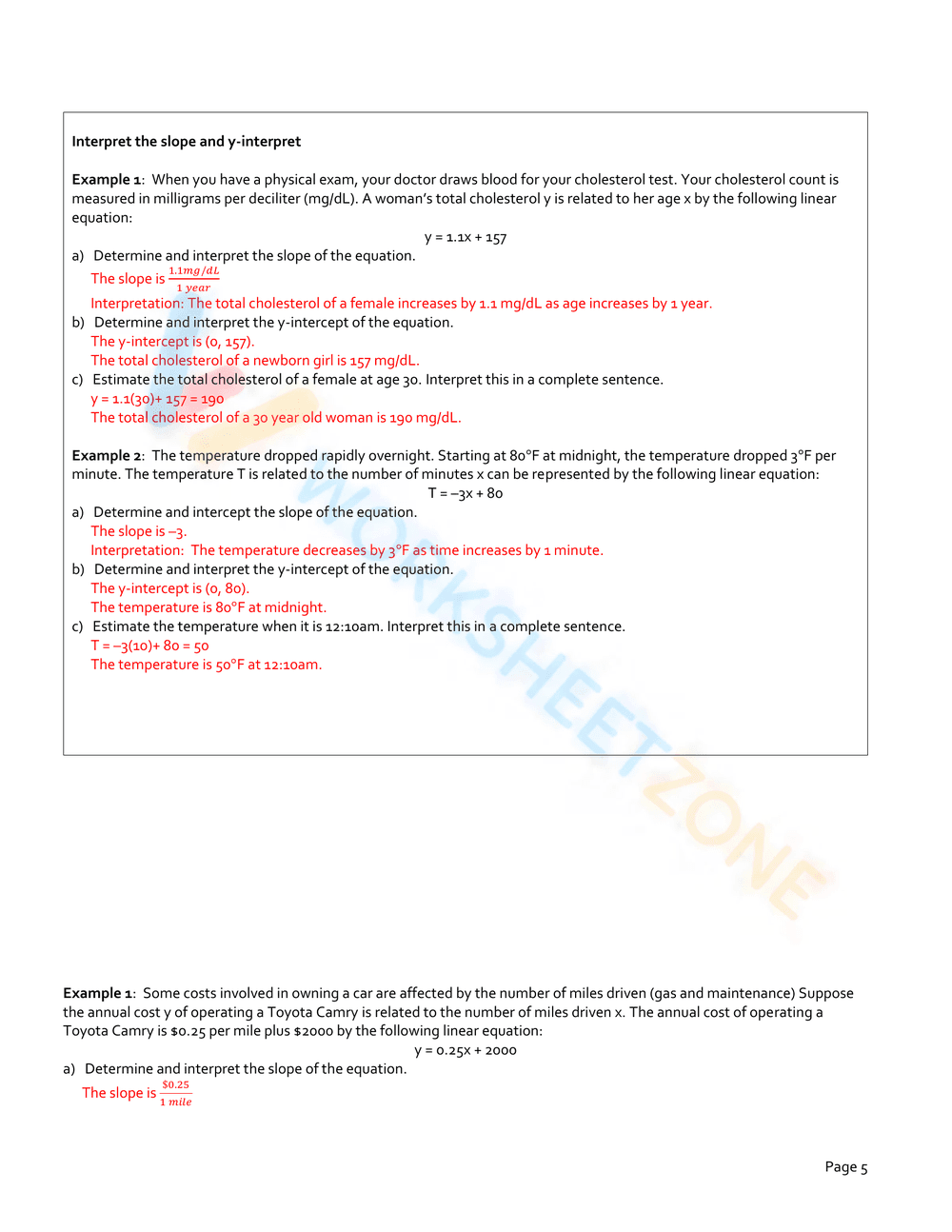 GRAPHING LINEAR EQUATIONS - Page 5