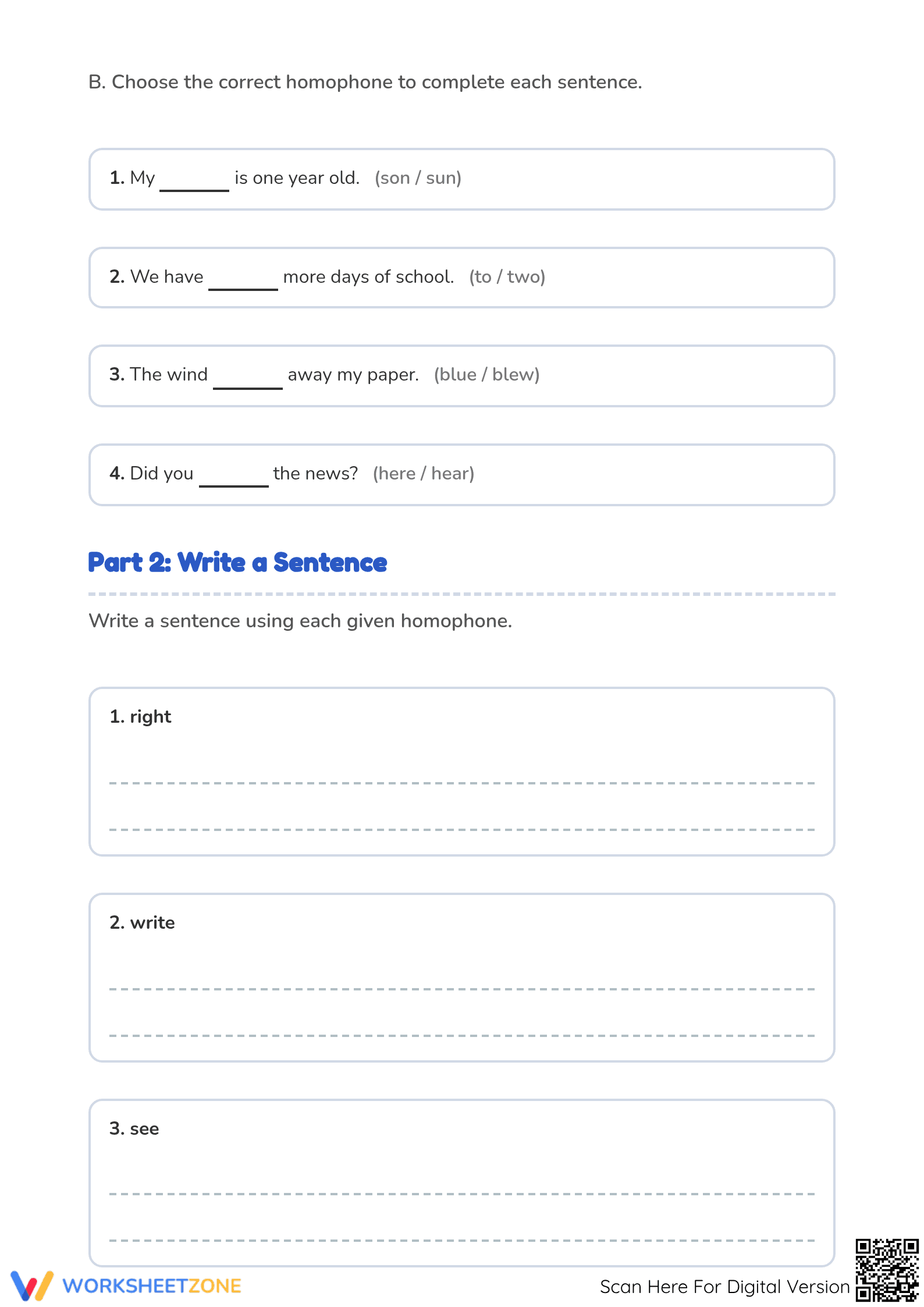 Printable Homophones Worksheet | Grade 4 ELA - Page 2