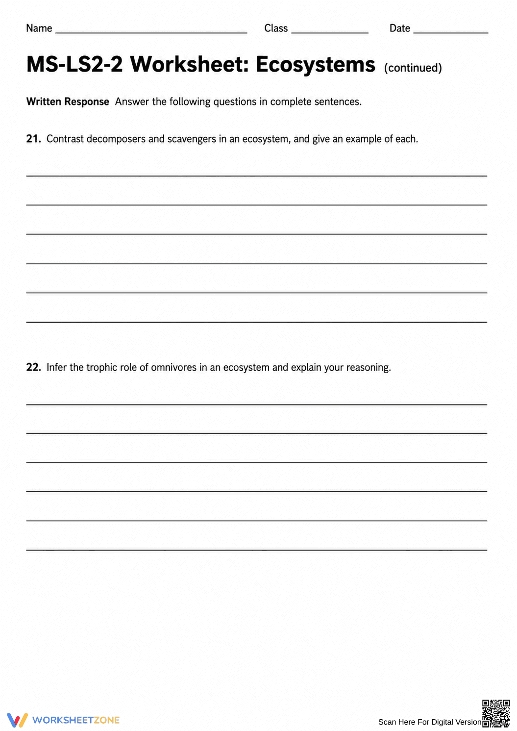 MS-LS2-2 Worksheet: Ecosystems — Grade 7 Aligned - Page 3