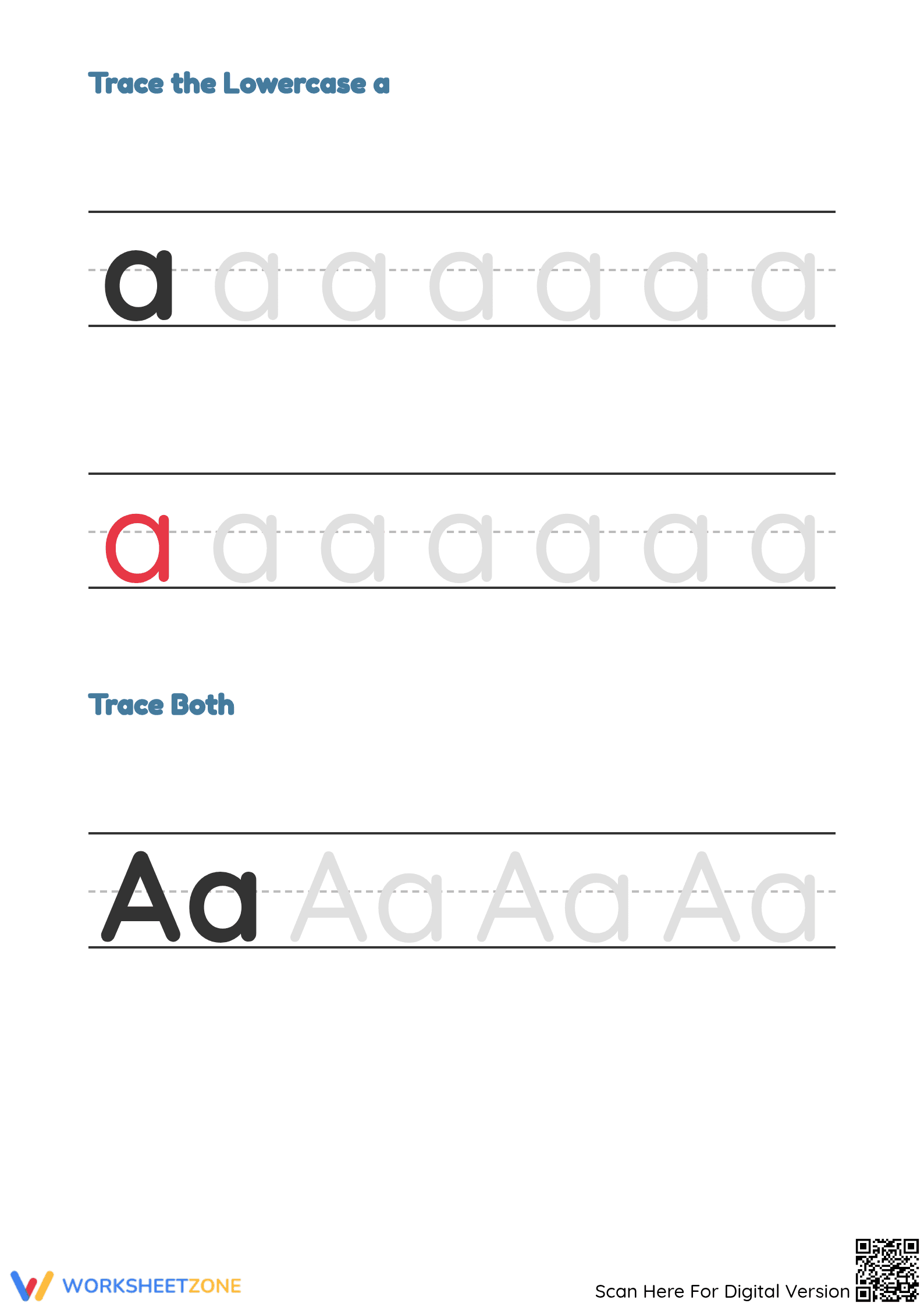 Printable Letter A Tracing Worksheet | Grade K ELA - Page 2