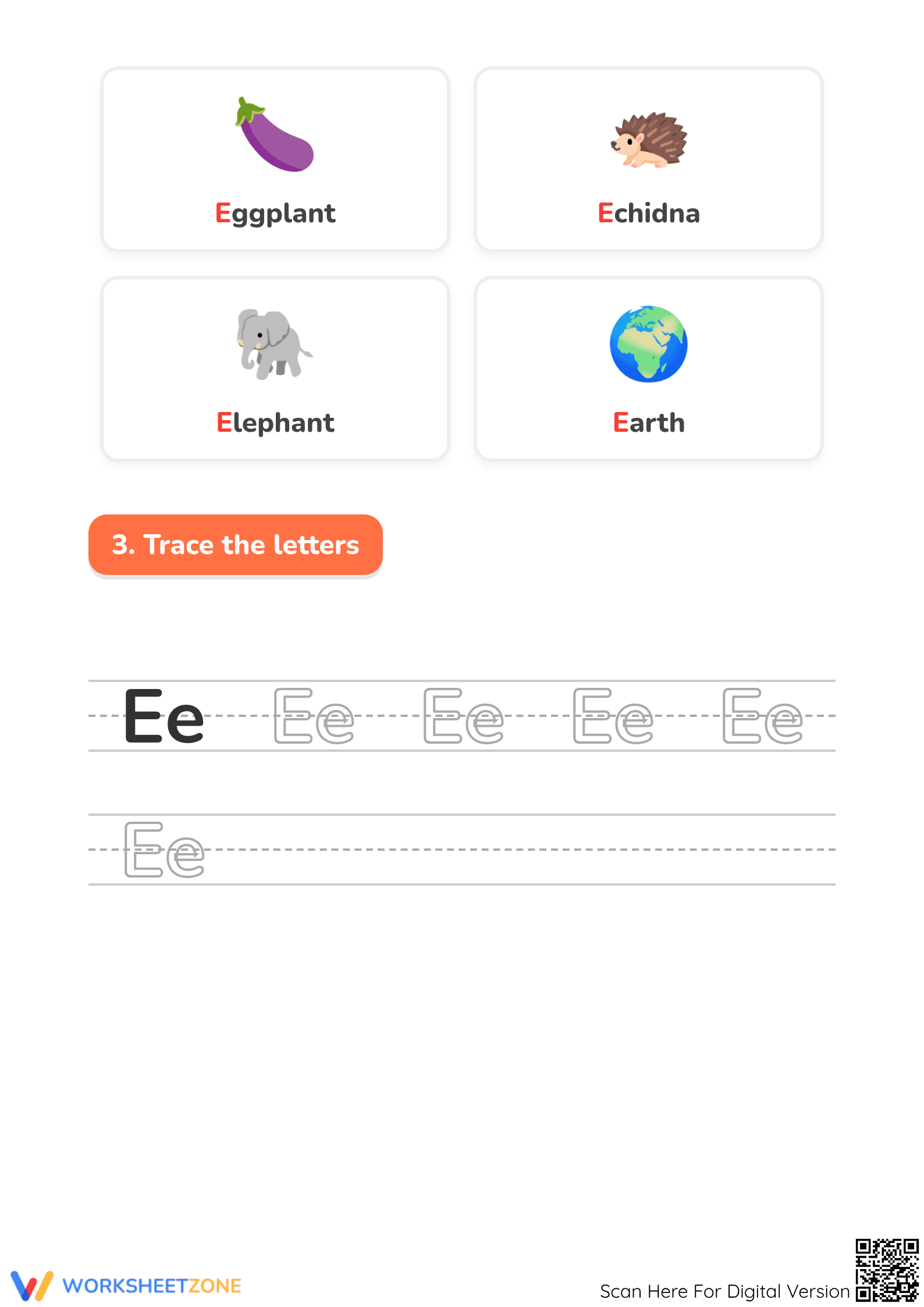 Printable Letter E Phonics Worksheet | Kindergarten ELA - Page 2