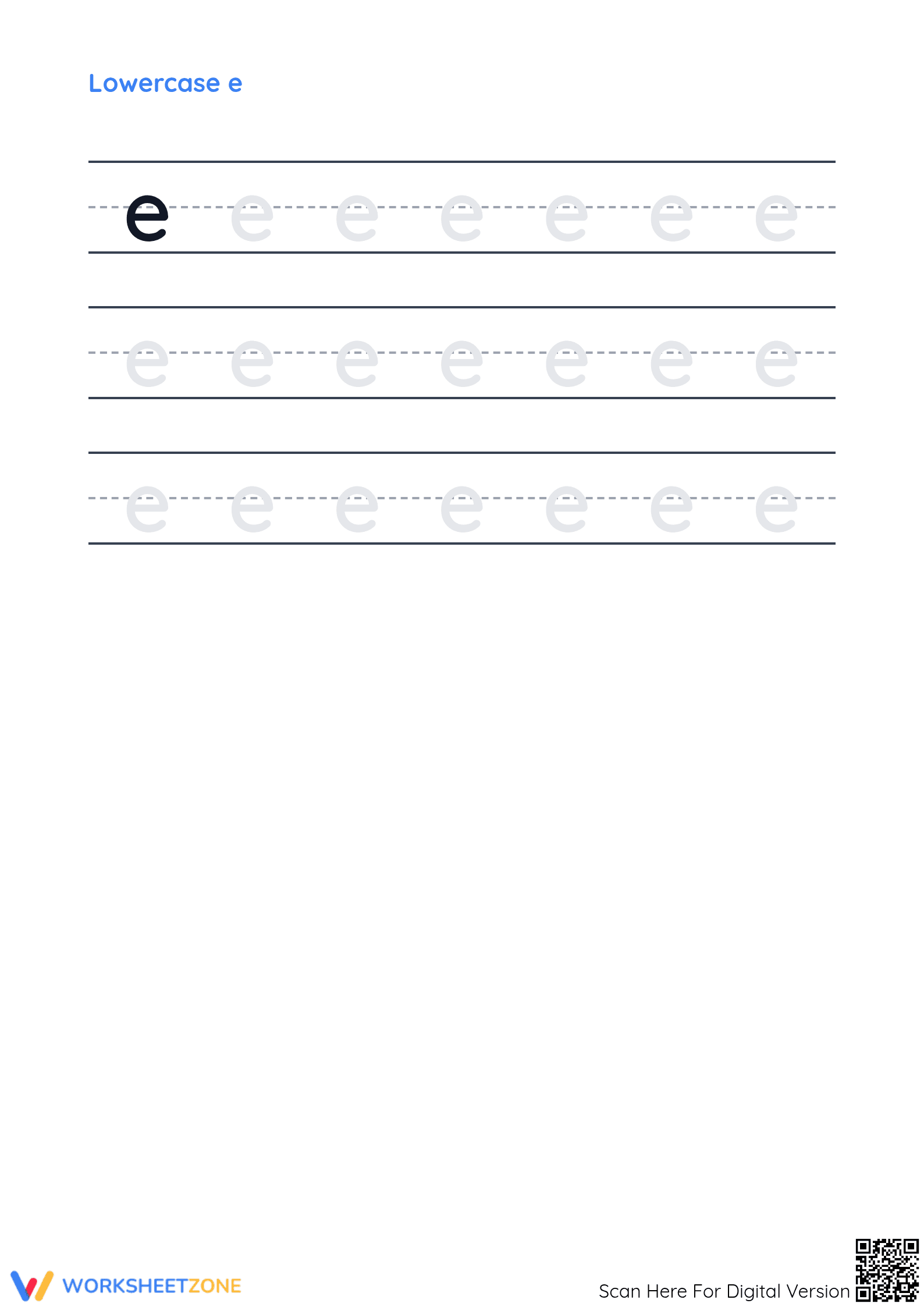 Printable Letter E Tracing Worksheet | Kindergarten ELA - Page 2