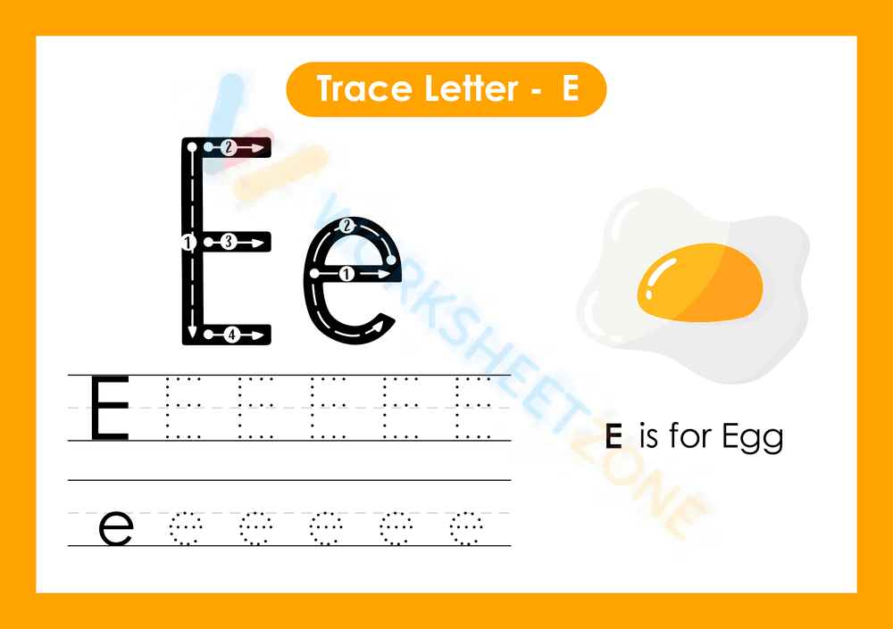 Printable Letter E Tracing Worksheet for Kindergarten - Page 2