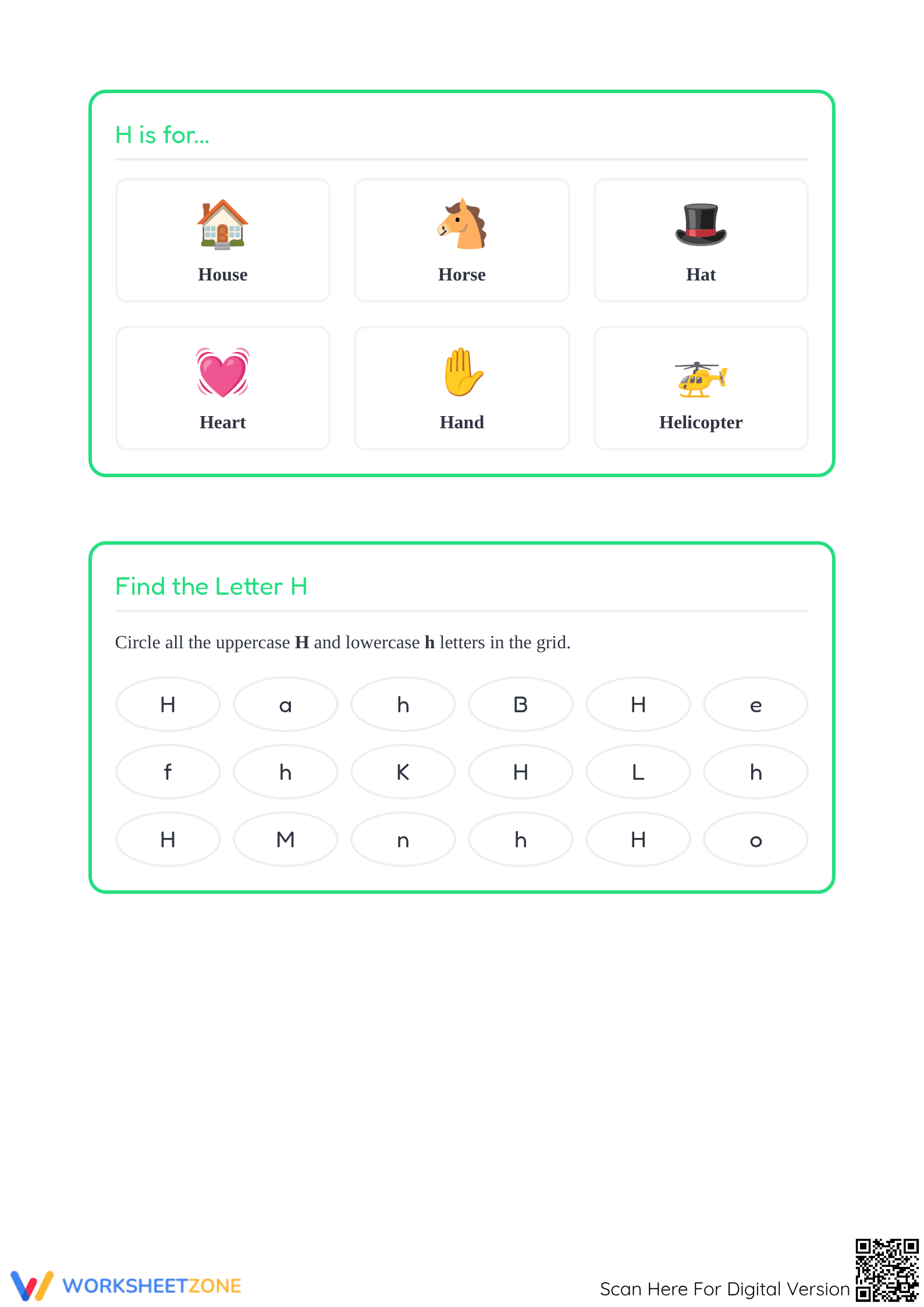 Letter H Beginning Sound Worksheet | Essential Grade K-1 - Page 2