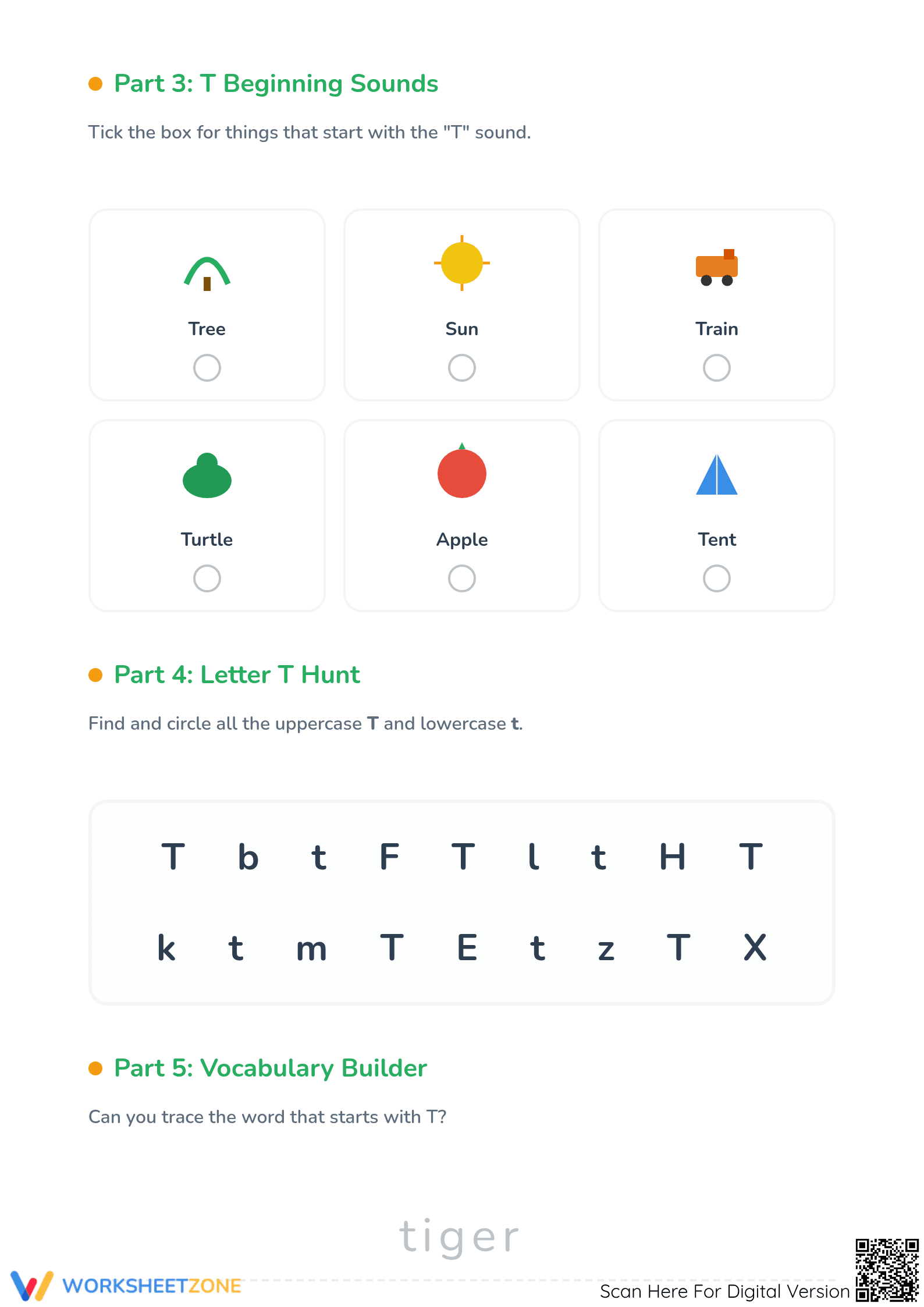 Letter T Beginning Sound Worksheet | Grade K-2 Essential - Page 2