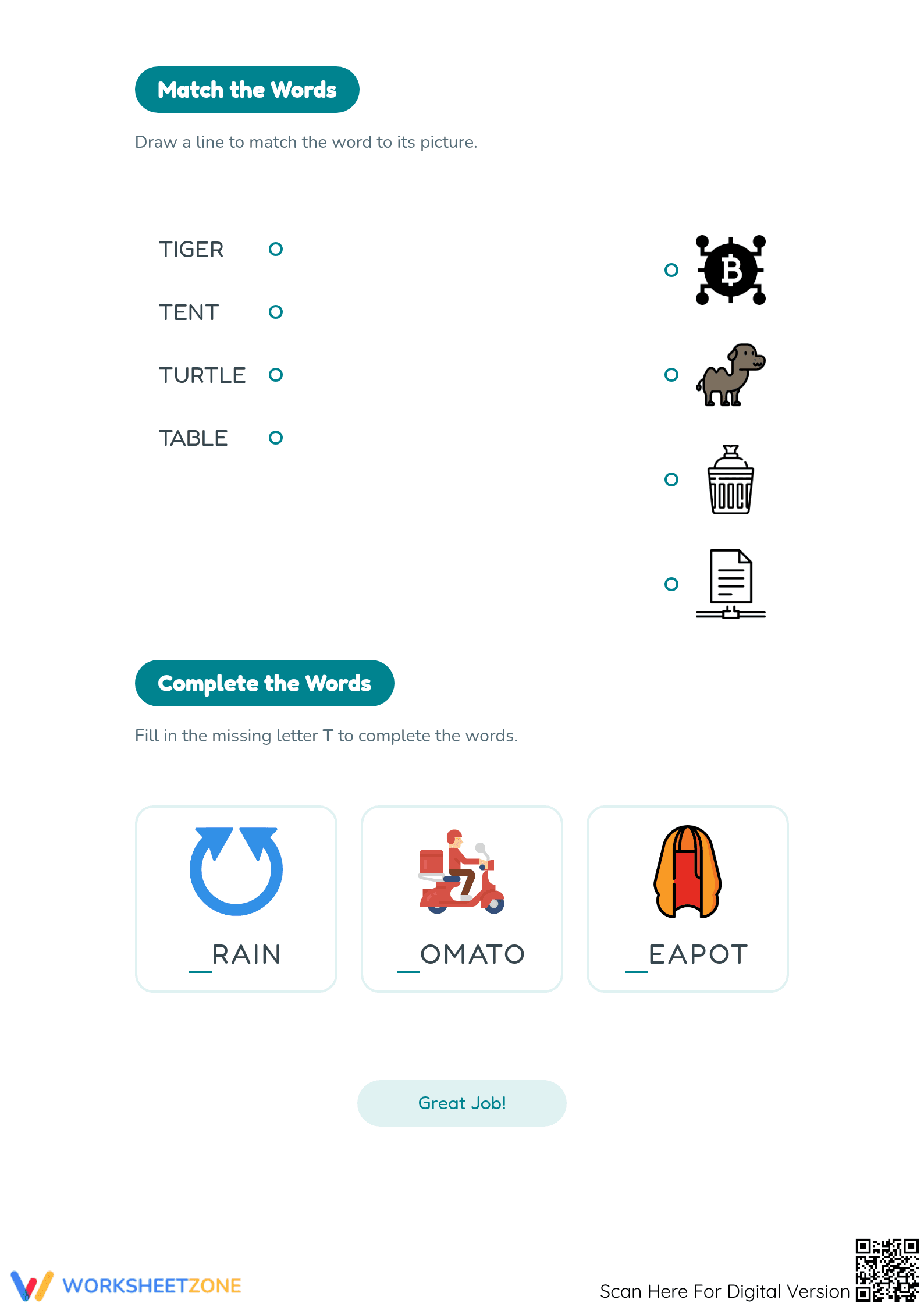 Letter T Beginning Sound Worksheet | Essential Grade K-1 - Page 2