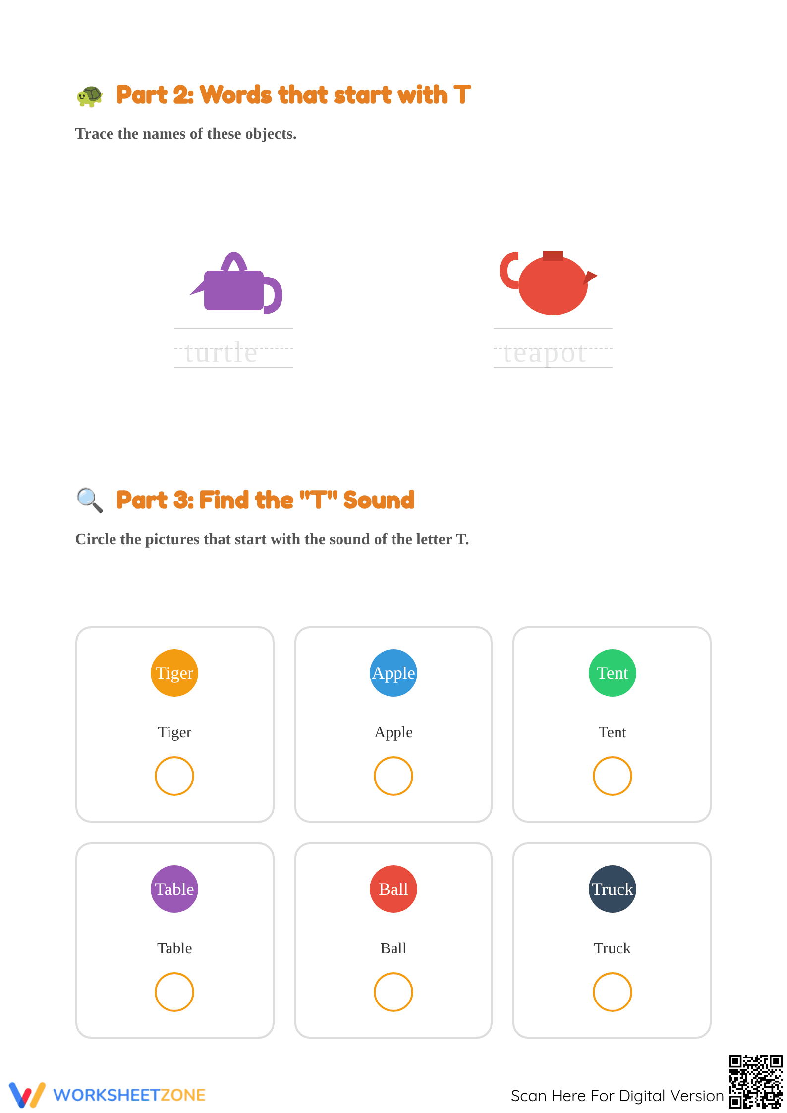 Letter T Beginning Sound Worksheet | Essential Grade K-1 - Page 2