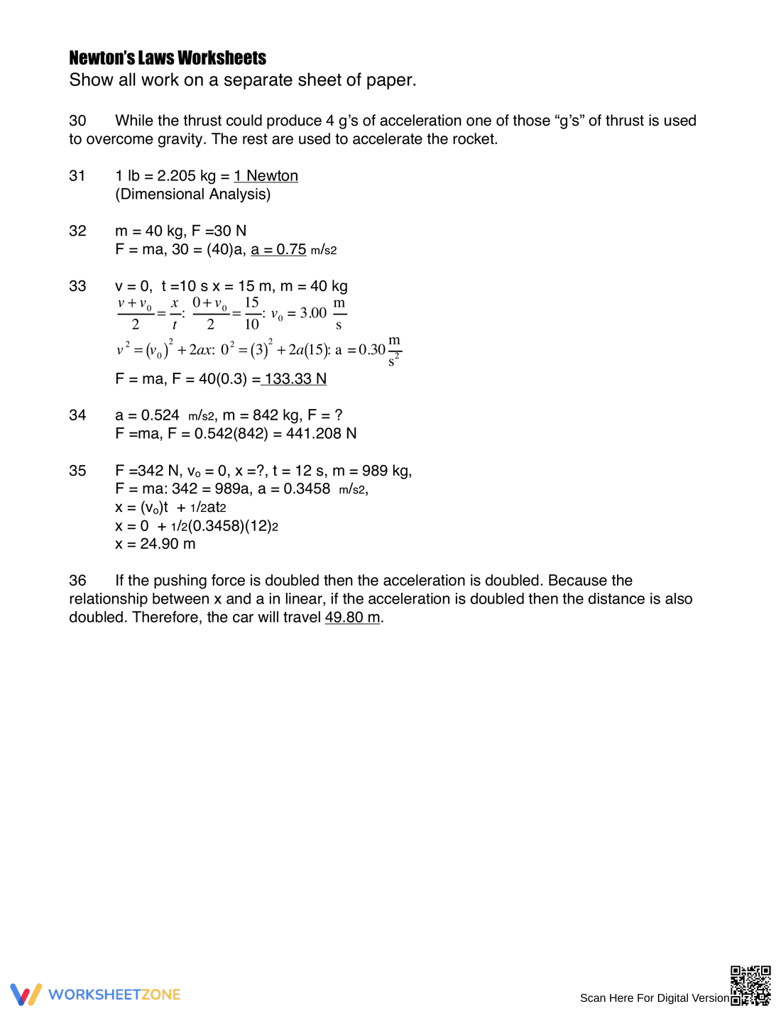 Newton's Laws Physics Worksheet | Essential Grade 9-12 - Page 7