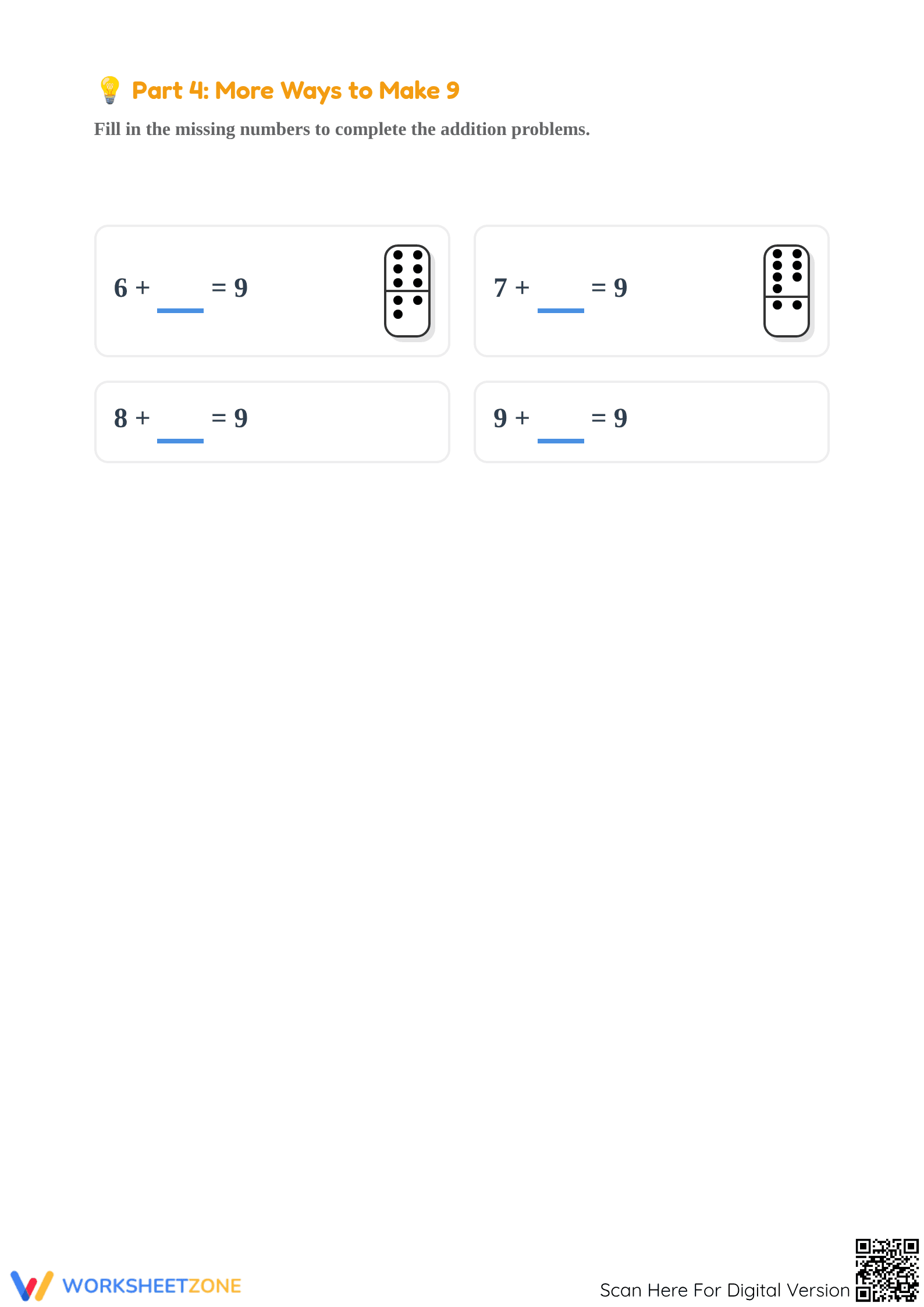 Essential Number 9 Addition Worksheet | Grade K-1 Math - Page 3