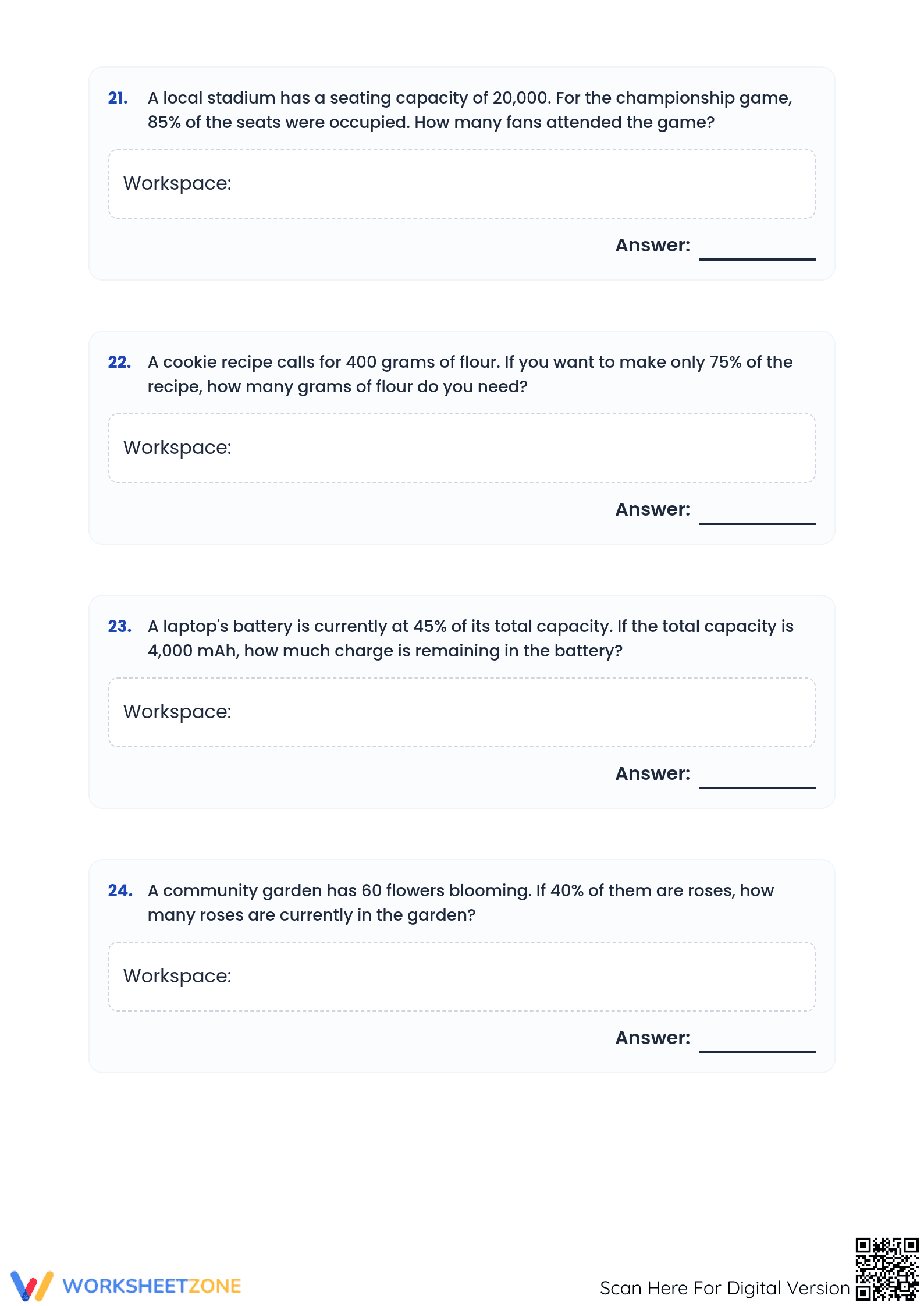 Printable Percent Word Problems Worksheet | Grade 7 Math - Page 5