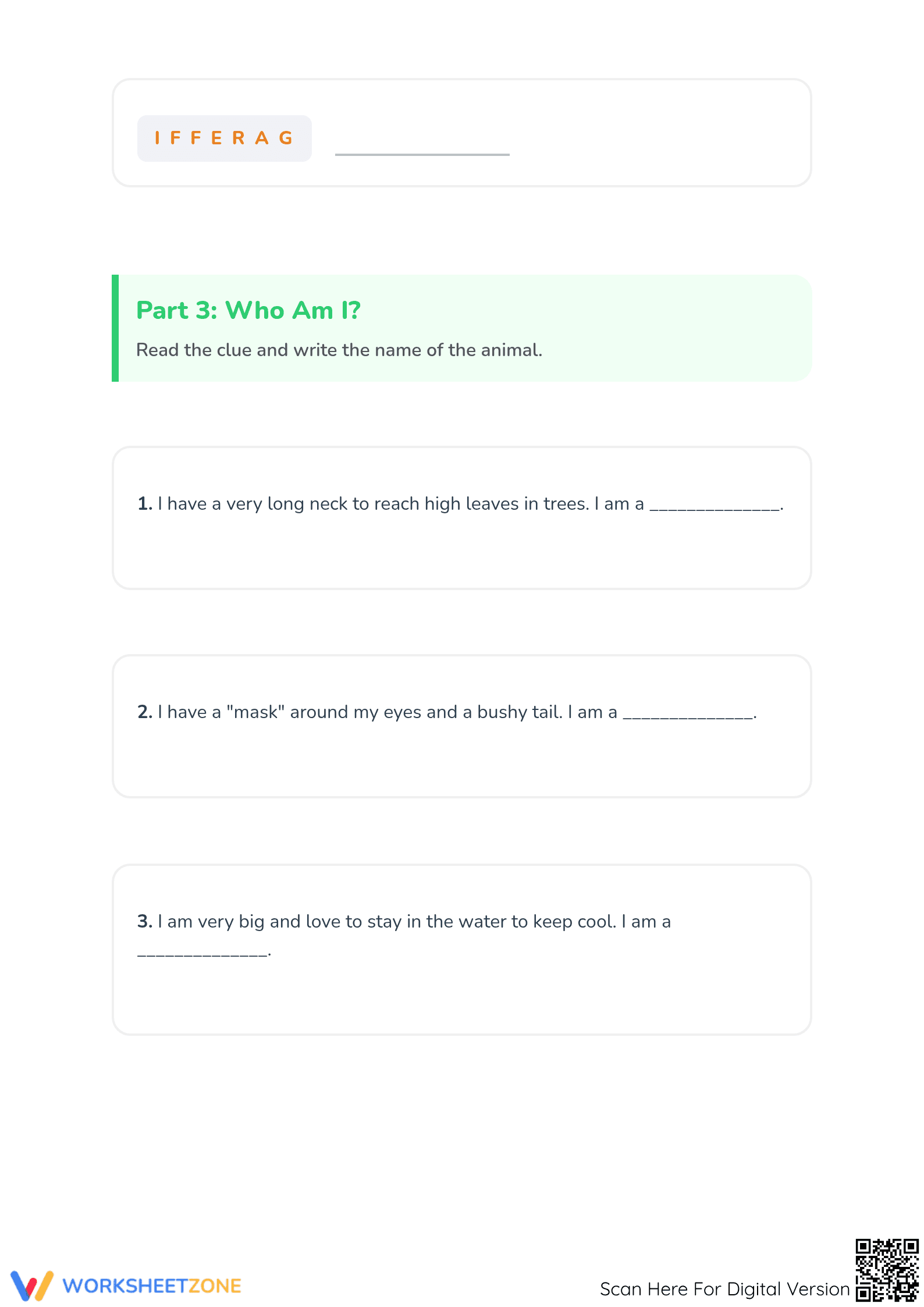 Wild Animal Safari Vocabulary Worksheet | Grade 1 Ready - Page 3