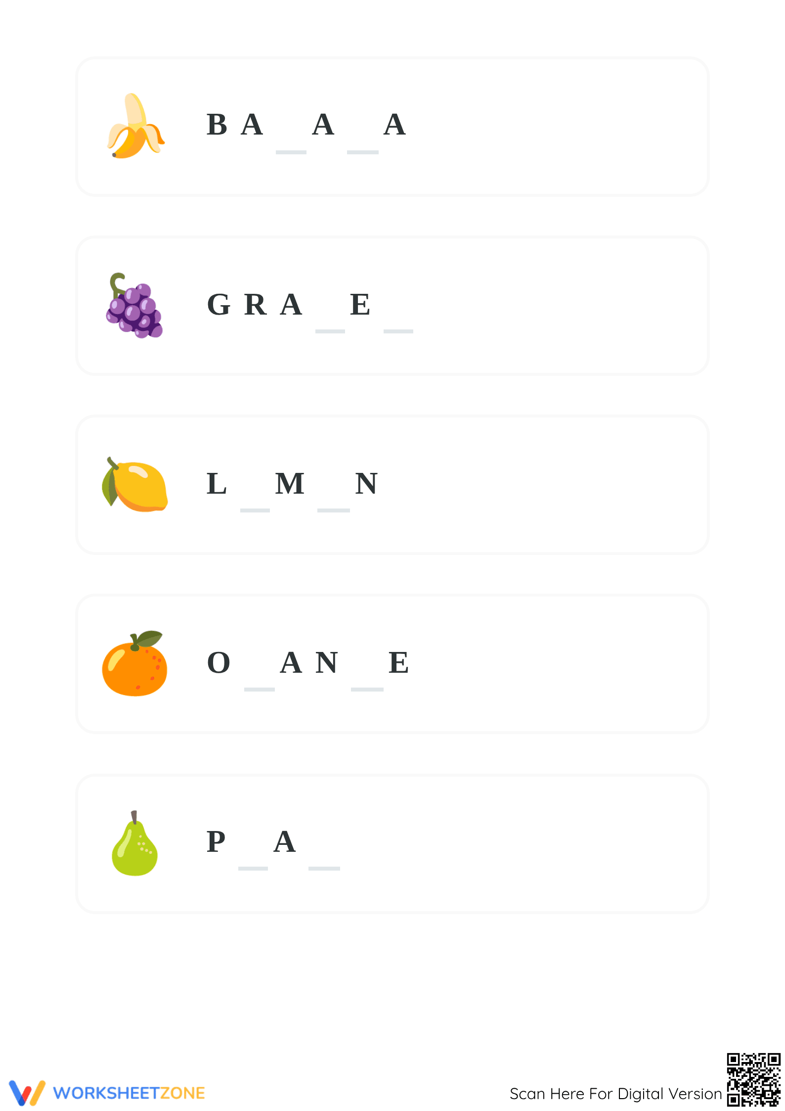Fruit Vocabulary Matching Worksheet | Grade 1 Printable - Page 3