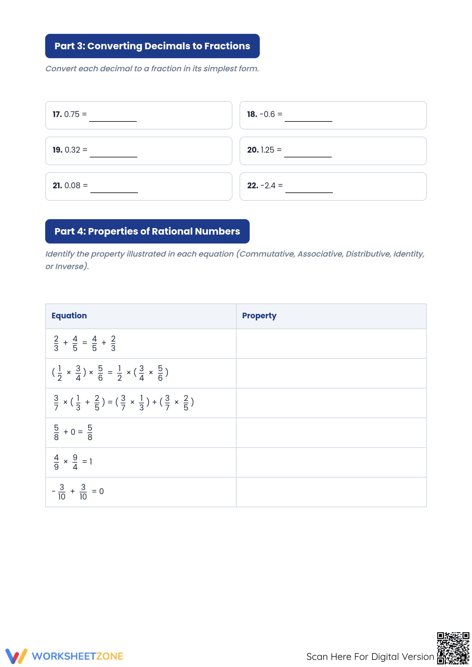 Essential Grade 7 Rational Numbers Worksheet | Aligned - Page 2