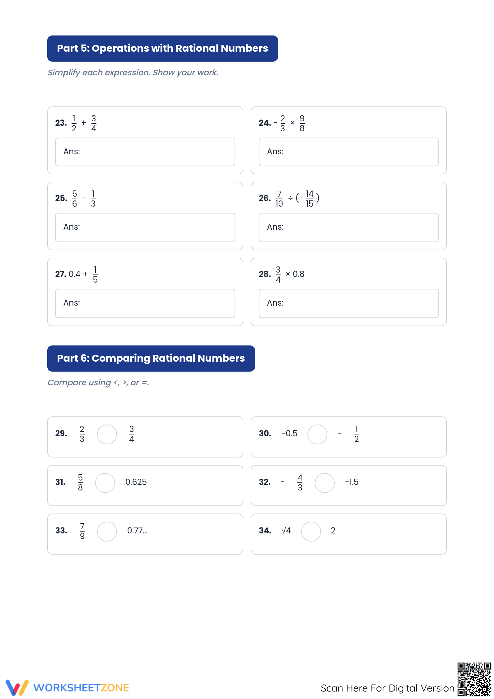 Essential Grade 7 Rational Numbers Worksheet | Aligned - Page 3