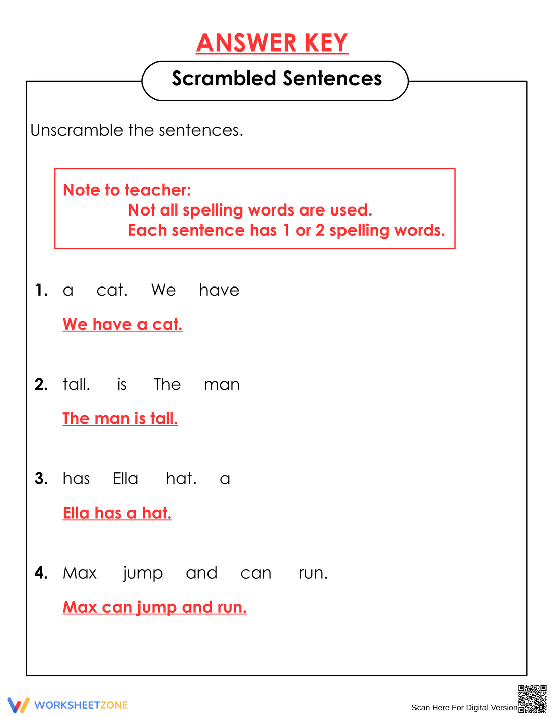Grade 1 Sentence Building — Printable No-Prep Worksheet - Page 2