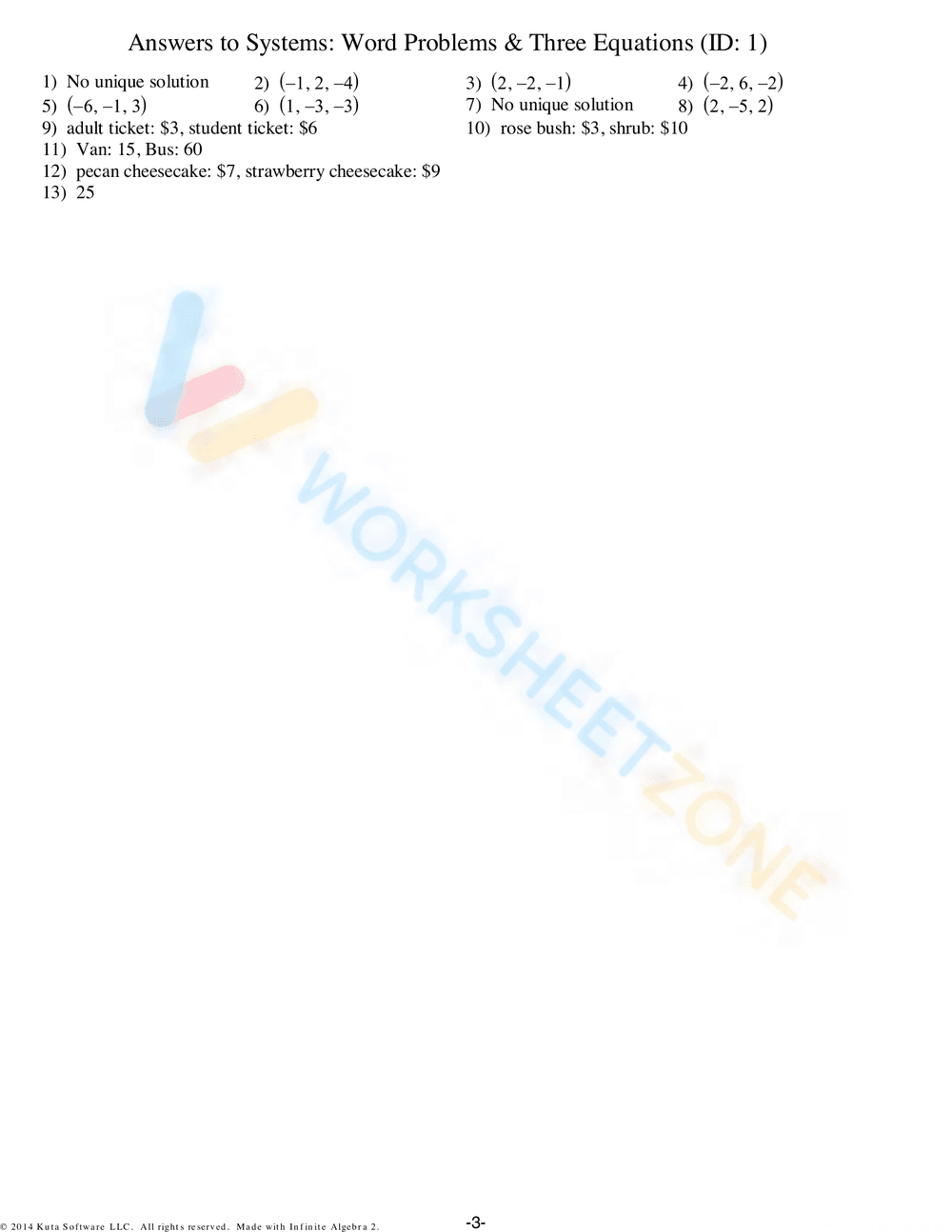 Systems of Equations Word Problems 3 - Page 3