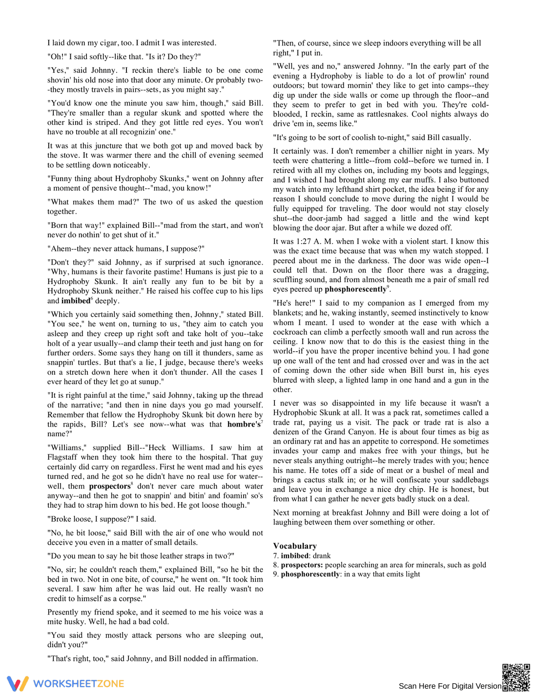 The Hydrophobic Skunk Reading Worksheet | Ready Grade 8 - Page 2