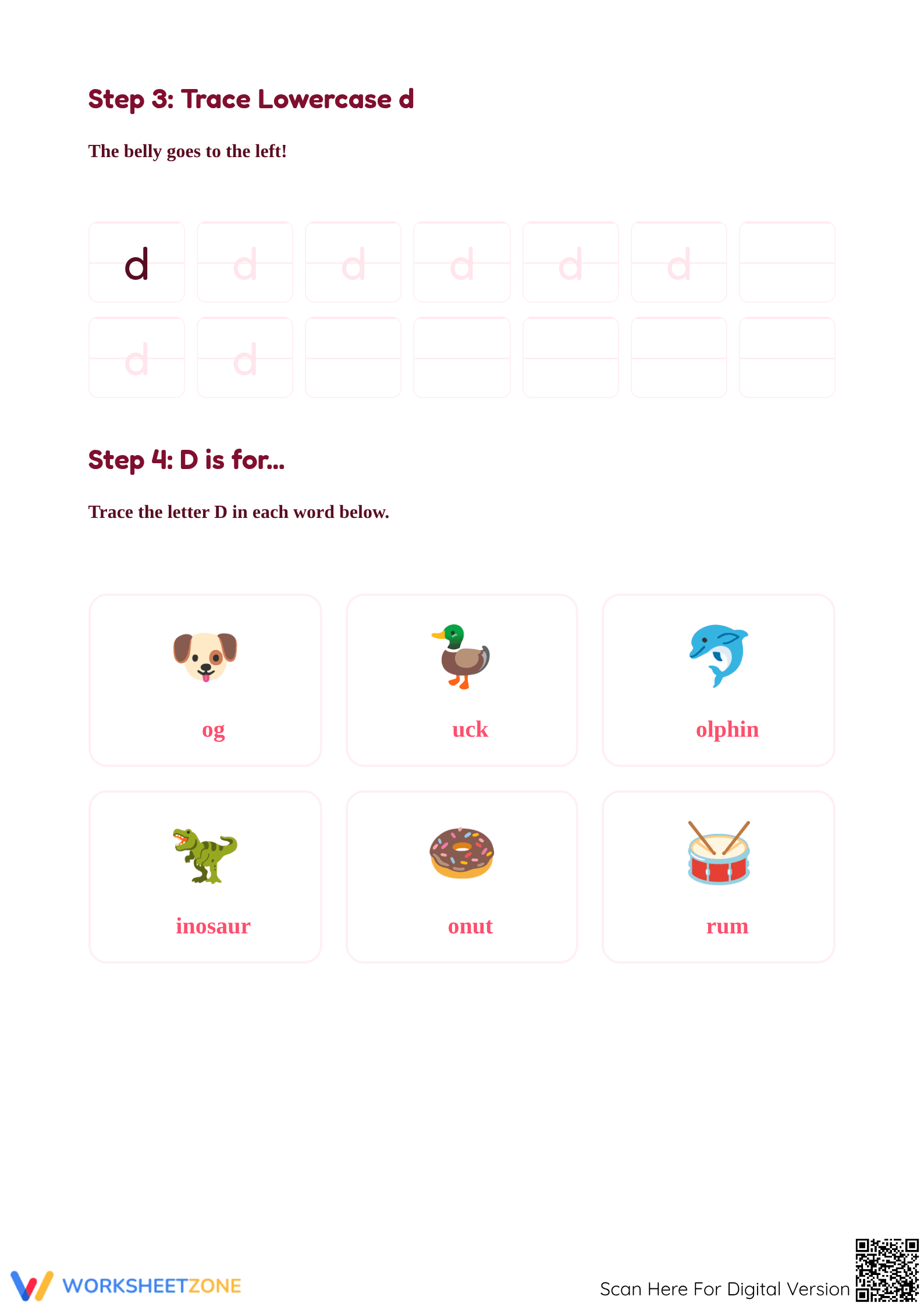 Trace the Letter D Worksheet | Essential Grade K Phonics - Page 2