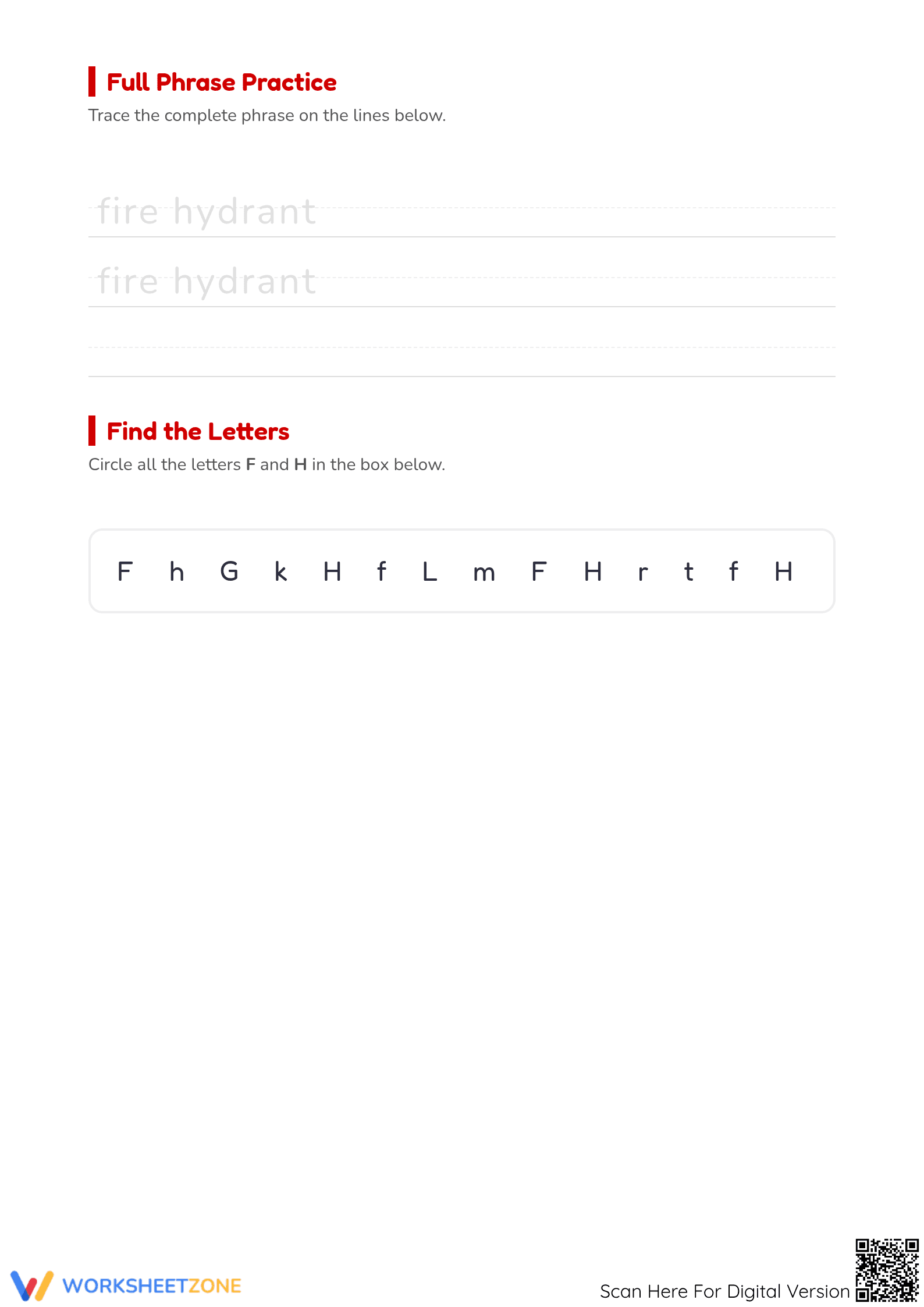 Fire Hydrant Tracing Worksheet | Essential Grade K-1 Phonics - Page 2