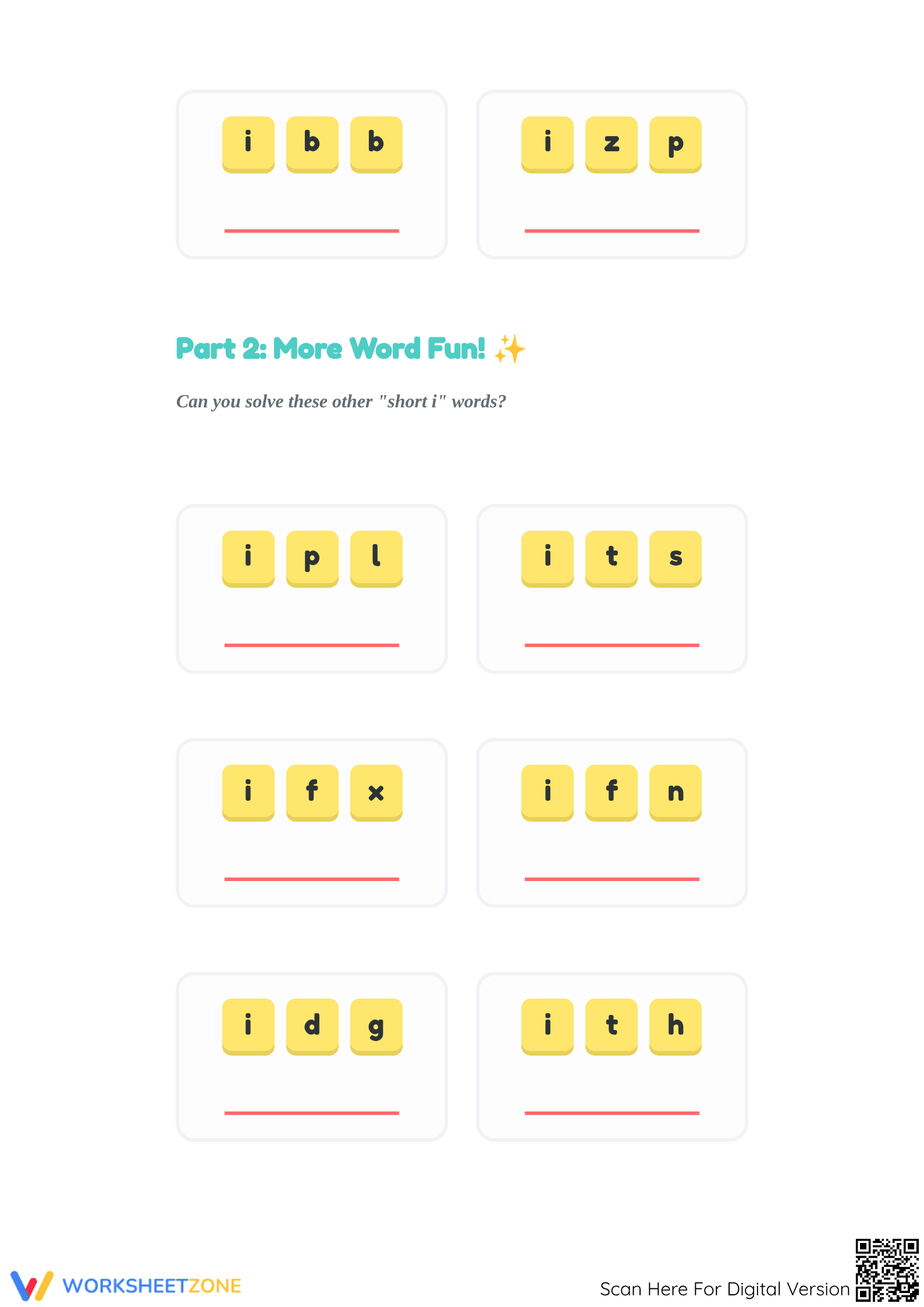 Unscramble Short I Words | Printable Grade 1 Phonics - Page 2