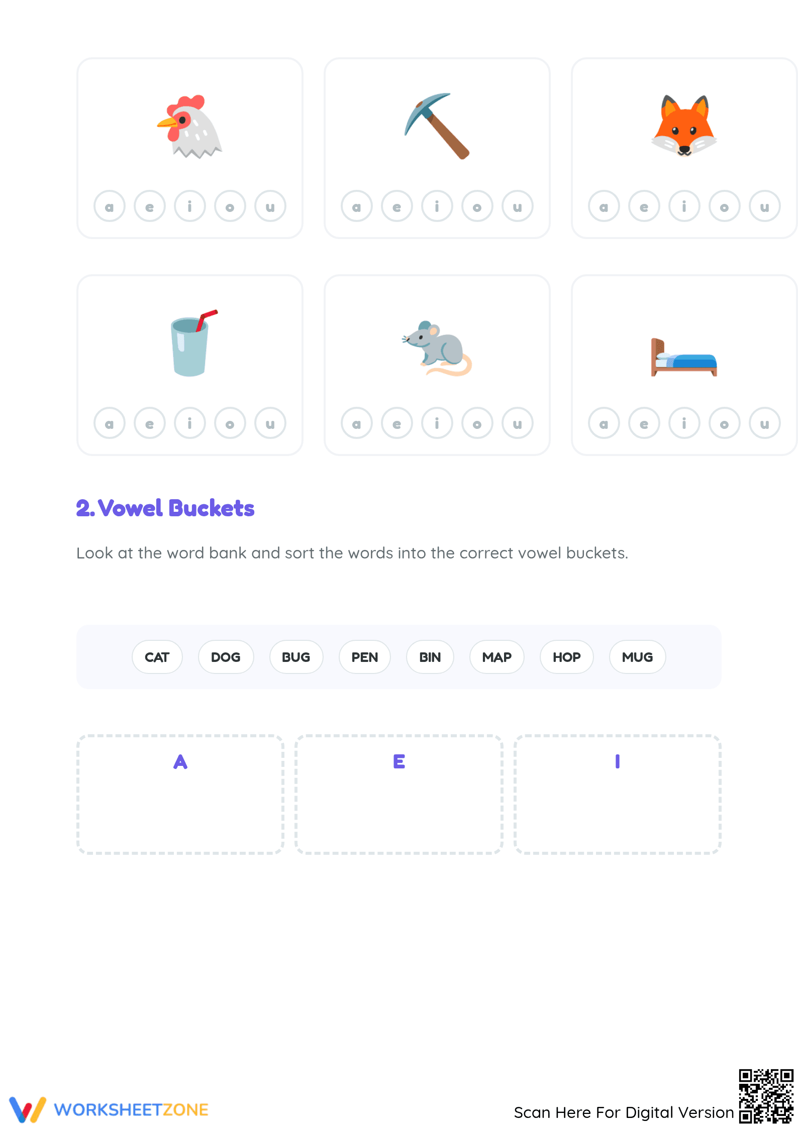 Essential Vowels Sound Worksheet | Grade K-2 Phonics - Page 2