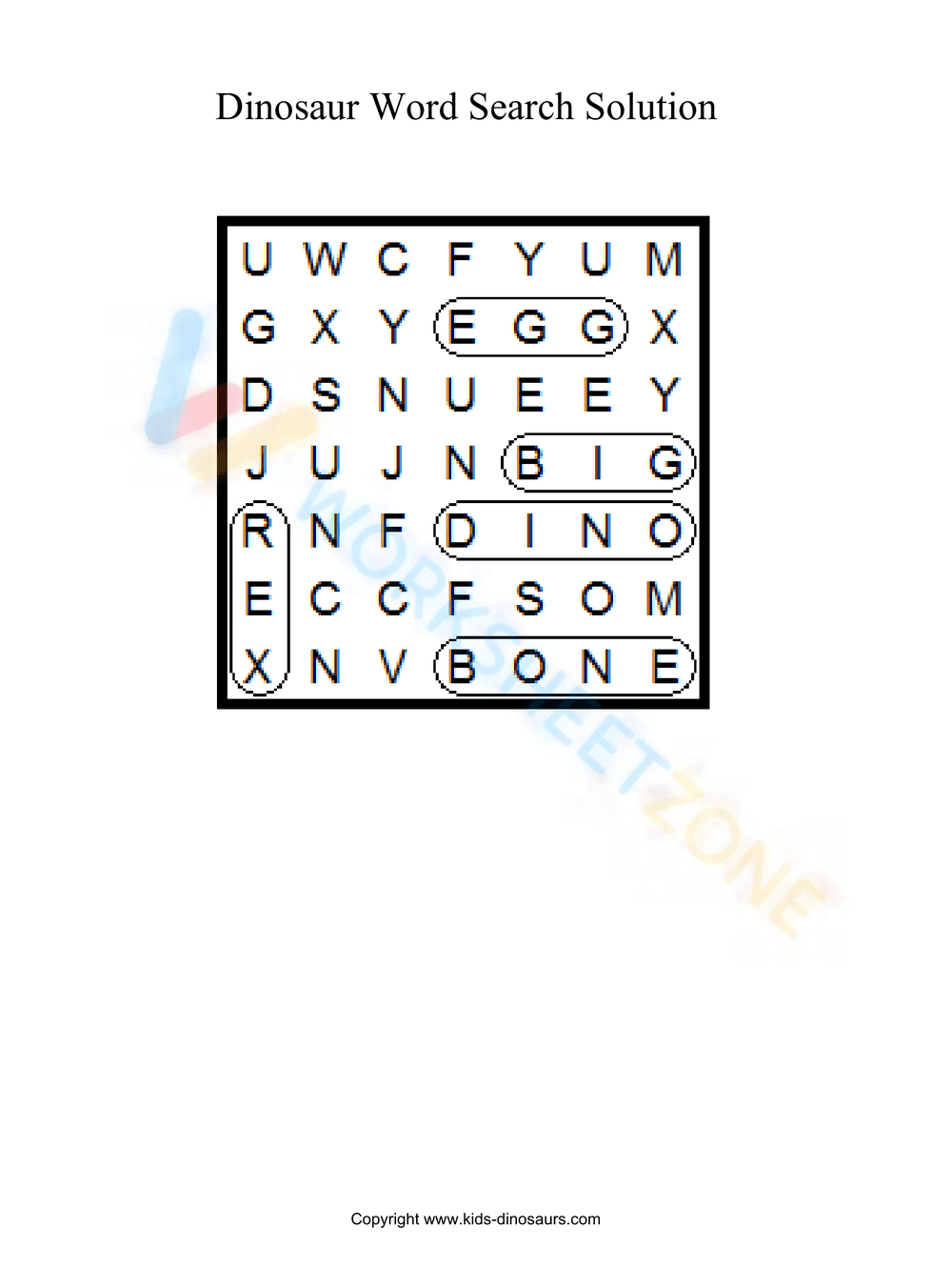Printable Dinosaur Word Search for 1st Grade ELA - Page 2