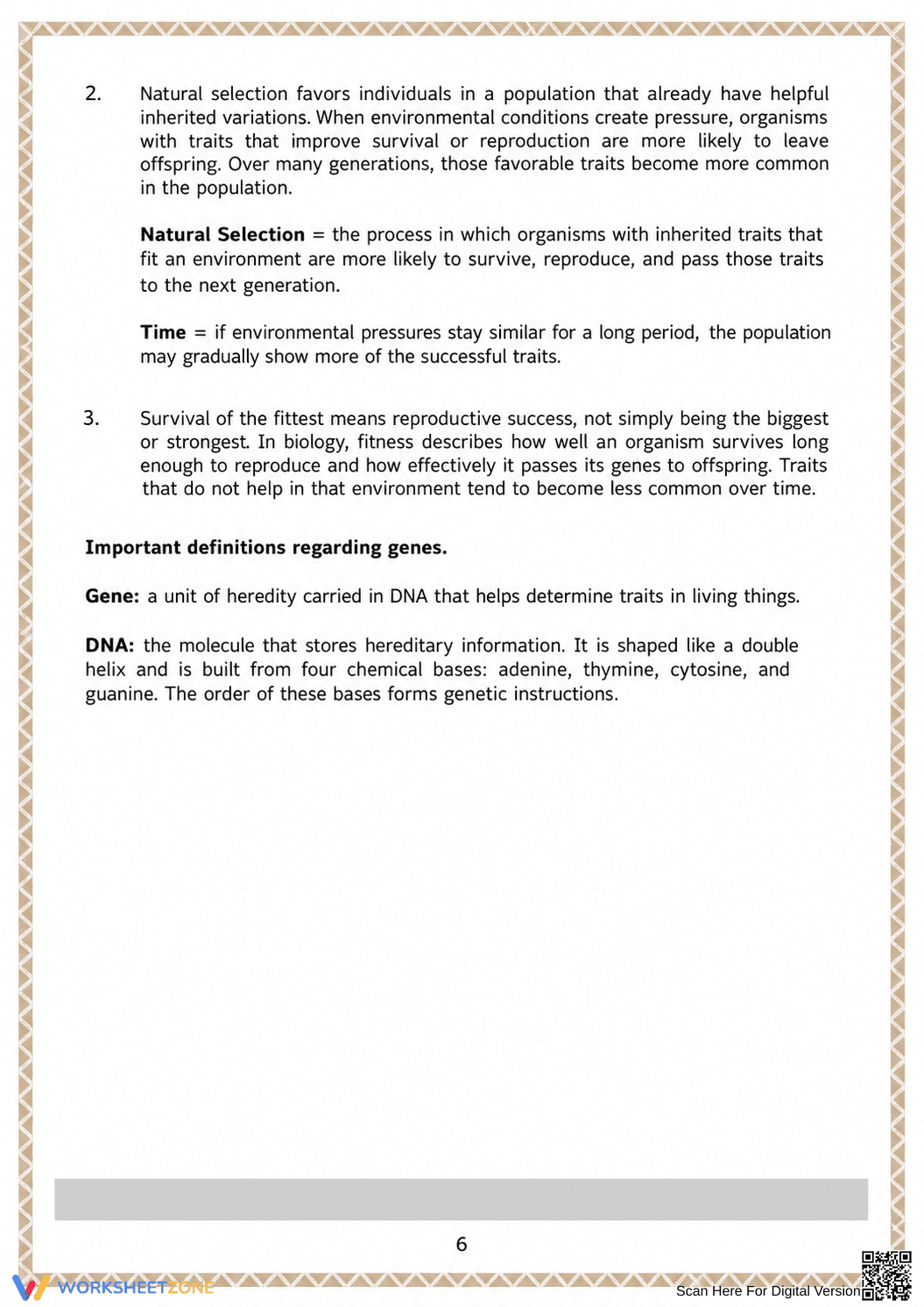 Printable Natural Selection Worksheet | Grade 7-9 Science - Page 6