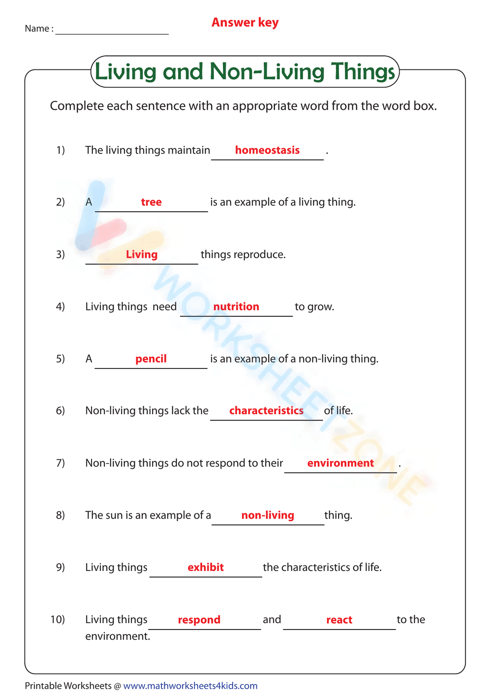 Printable Living vs Non-Living Things Worksheet | Grade 5 - Page 2