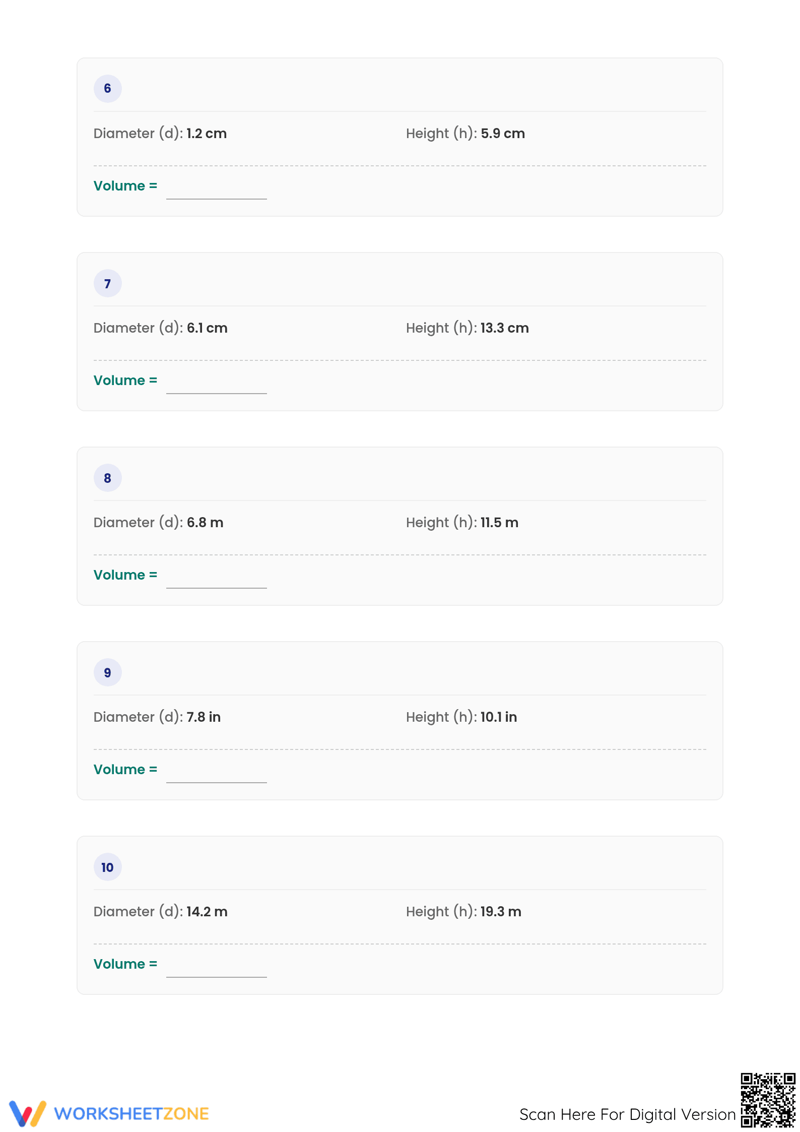 Printable Volume of Cones Worksheet | Grade 8 Math - Page 3