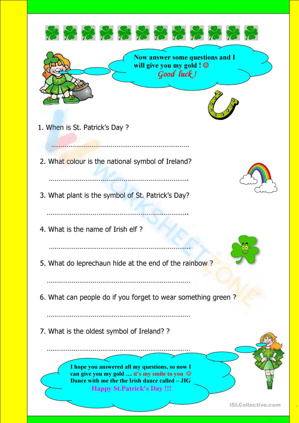 St. Patrick's Day Reading Worksheet | Grade 3 Essential - Page 2