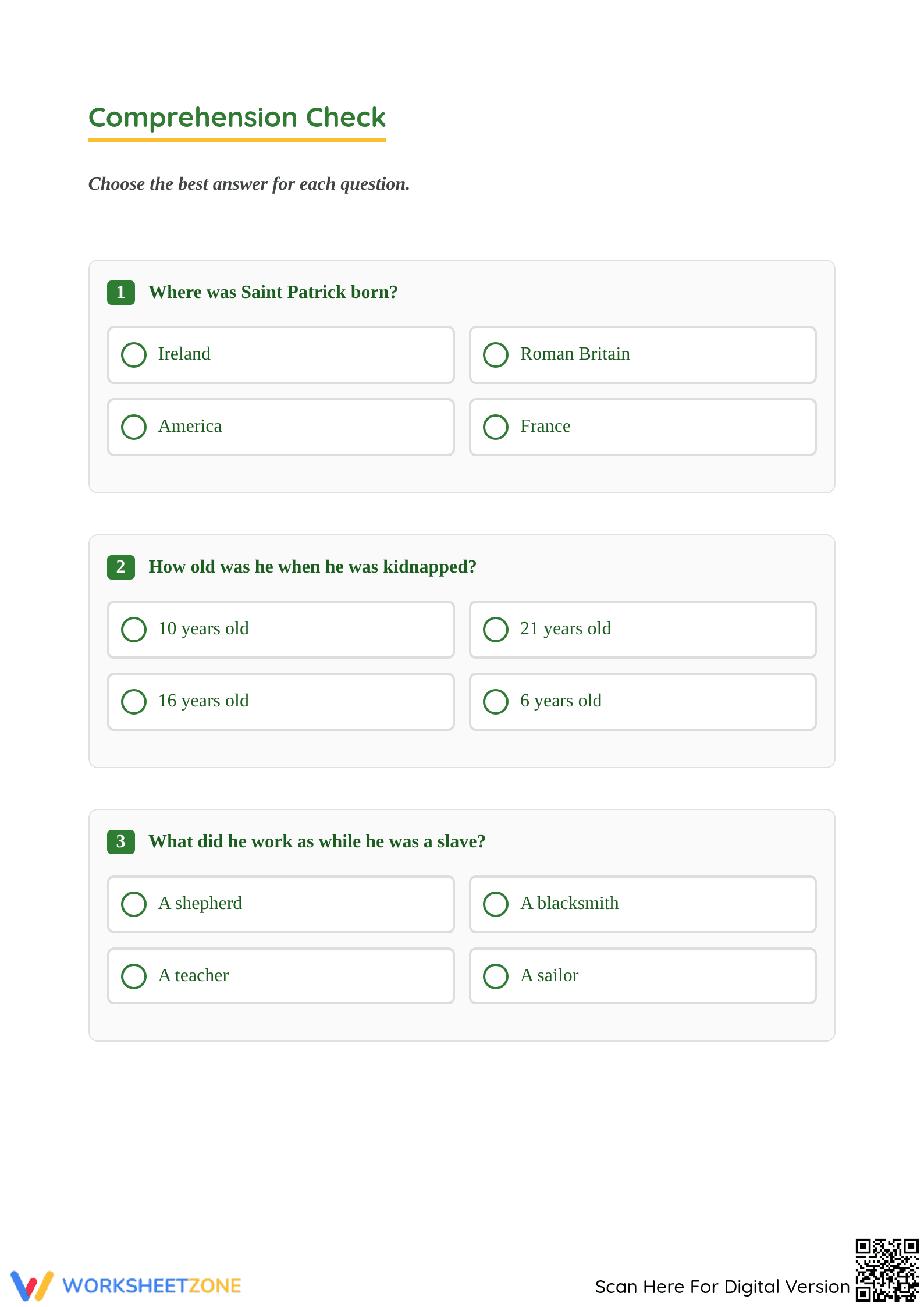 Essential St. Patrick's Day Reading Worksheet | Grade 3 ELA - Page 2