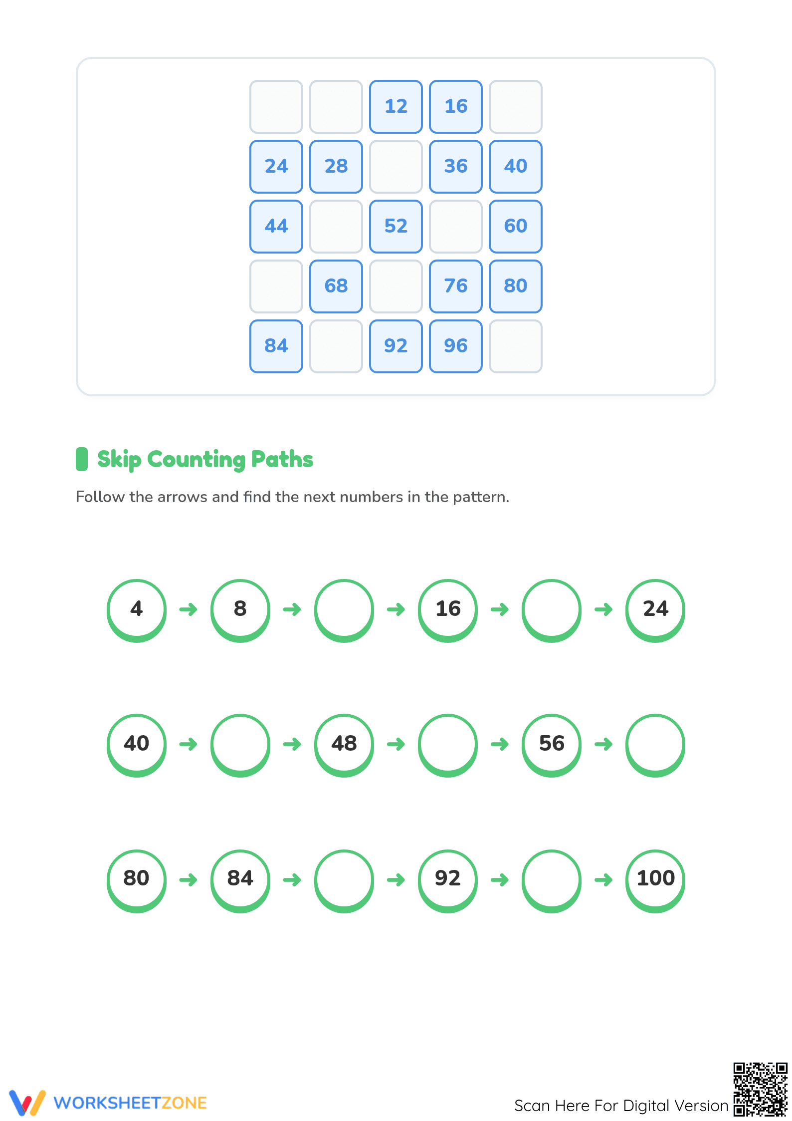 Skip Counting by 4s Worksheet | Essential Grade 2 Math - Page 3