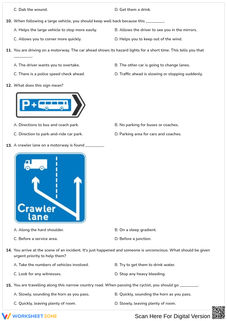 Free printable Driving Theory practice test 7 part 1 - Page 2